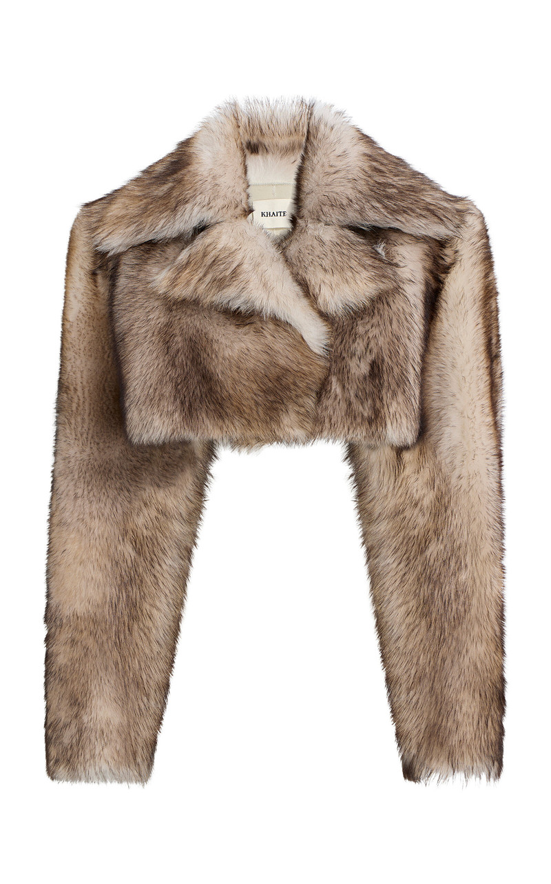 Stallone Cropped Toscana Shearling Jacket neutral 1
