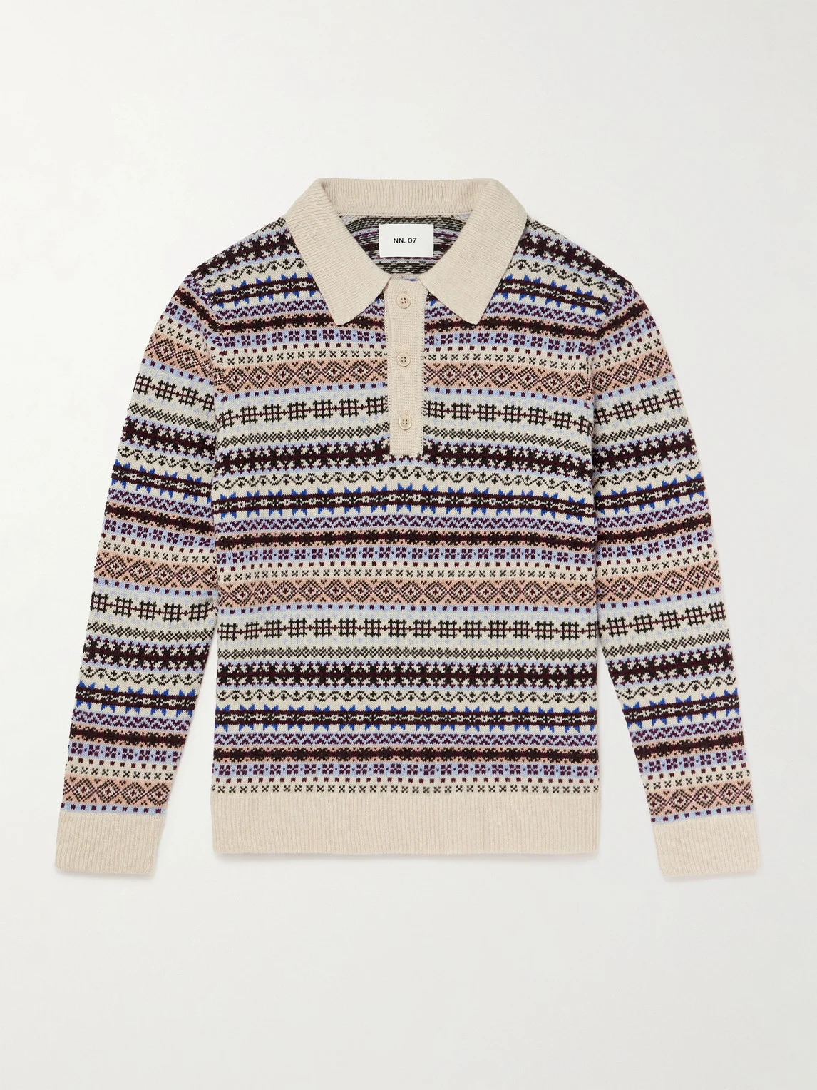 Robbie Fair Isle Wool-Blend Polo Sweater - 1