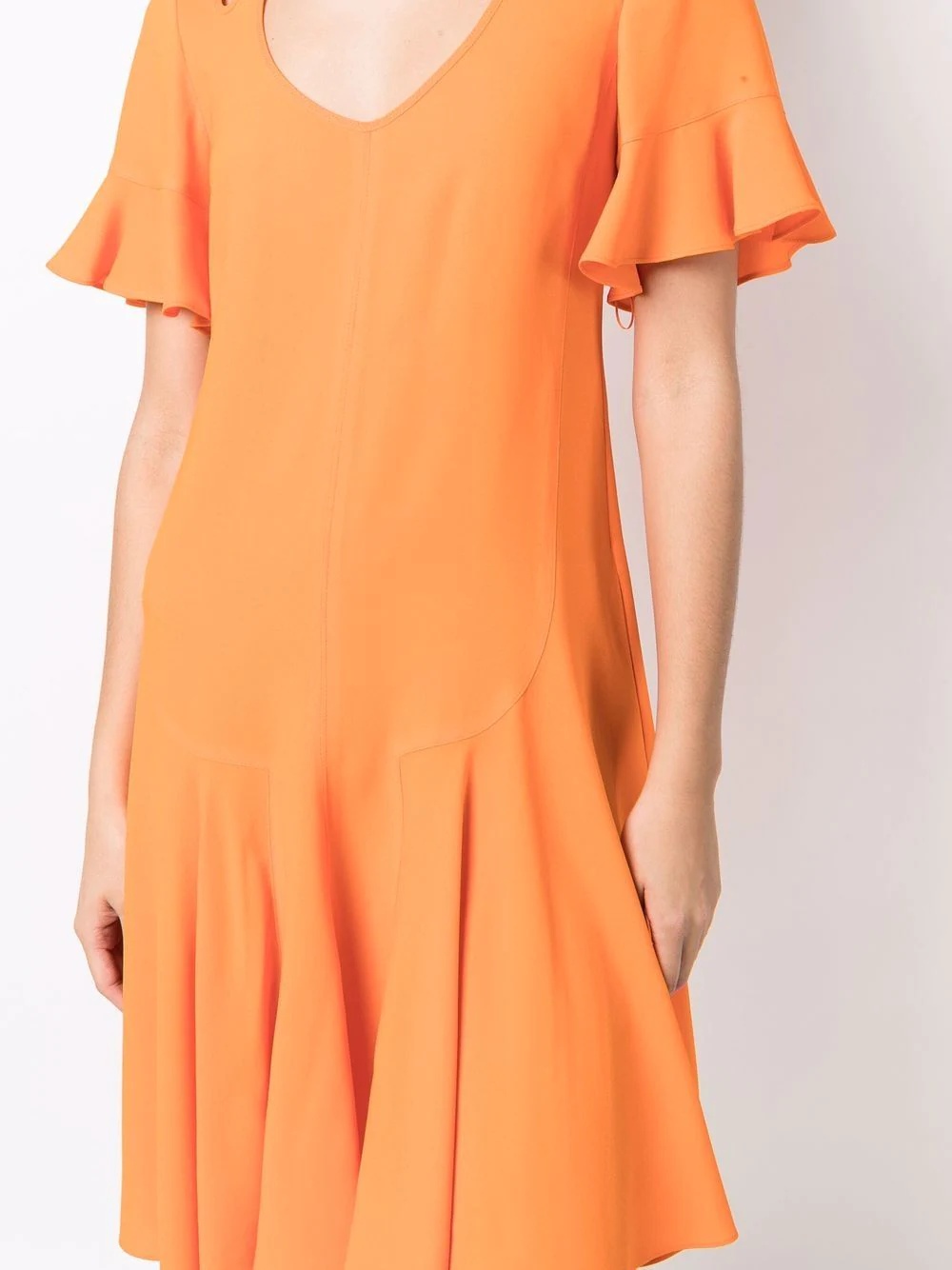 cut-out V-neck flared dress - 8