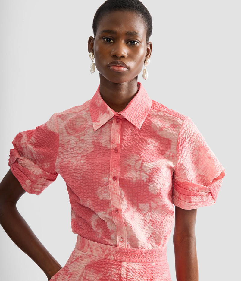 FLORAL PRINT COTTON SHORT SLEEVE SHIRT 5