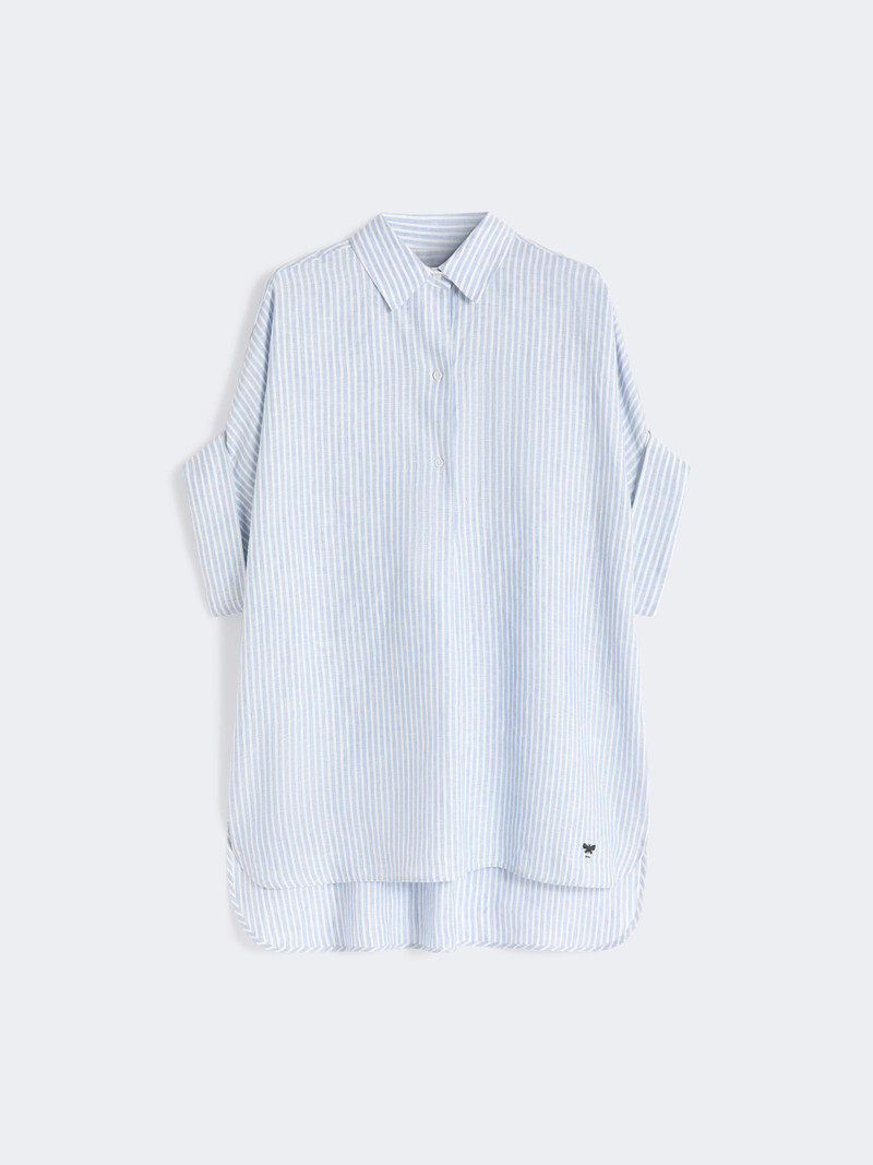 VERVE Printed linen canvas shirt - LIGHT BLUE 1