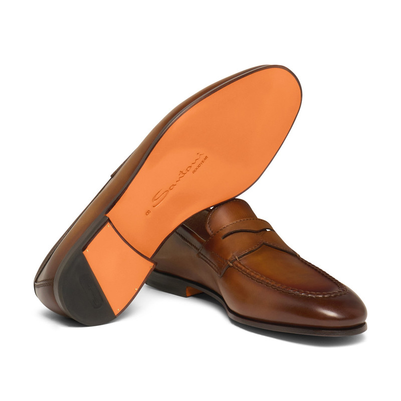 Men's brown leather penny loafer 4