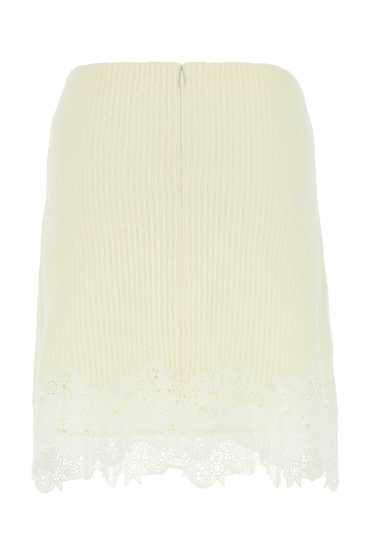 Chloe Women Ivory Wool Mini Skirt - 2