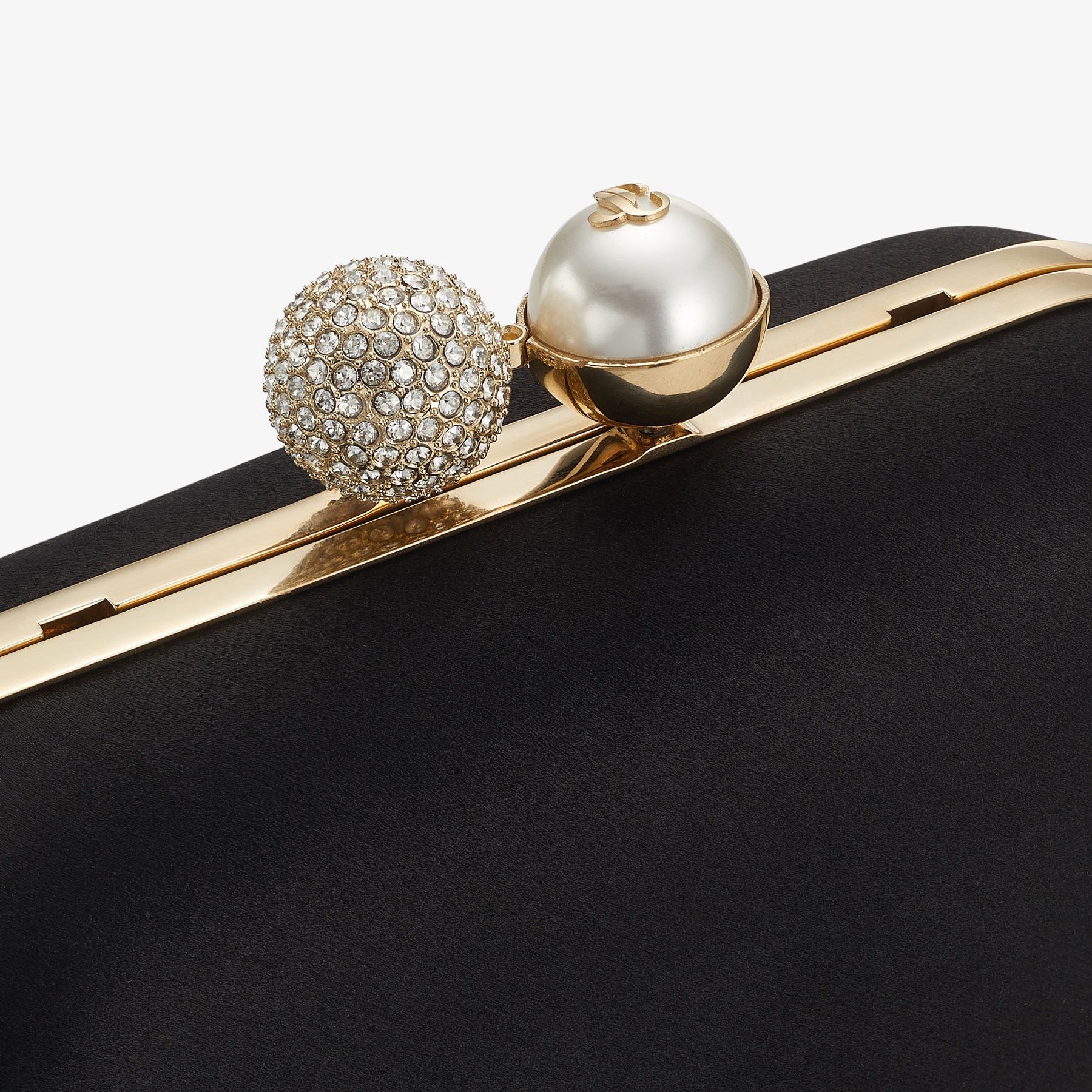 Cloud
Black Satin Clutch Bag with Pearl and Crystal Clasp - 4