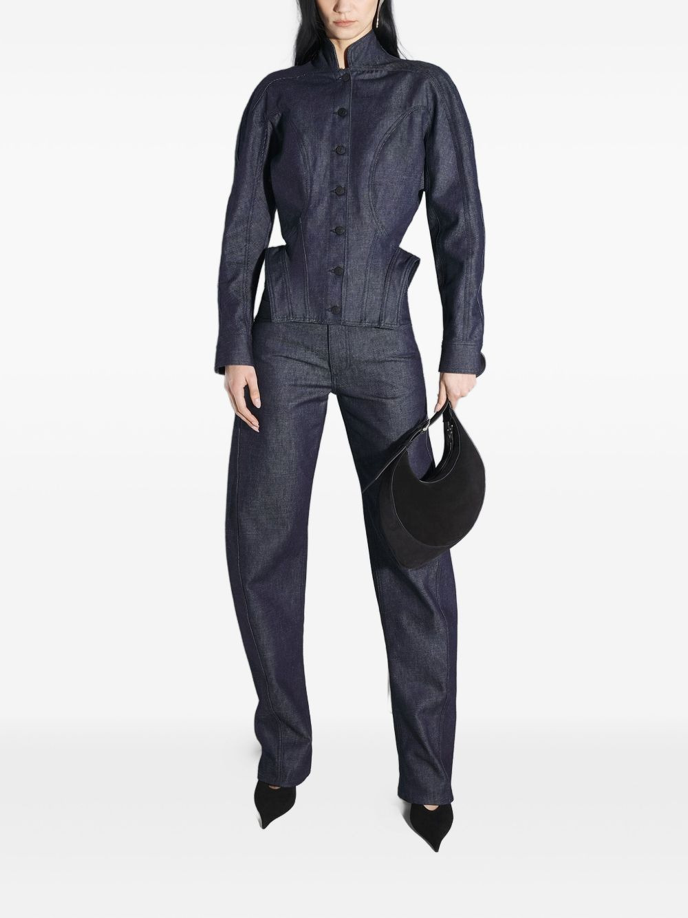 button-fastening sculptural cinched jacket - 2