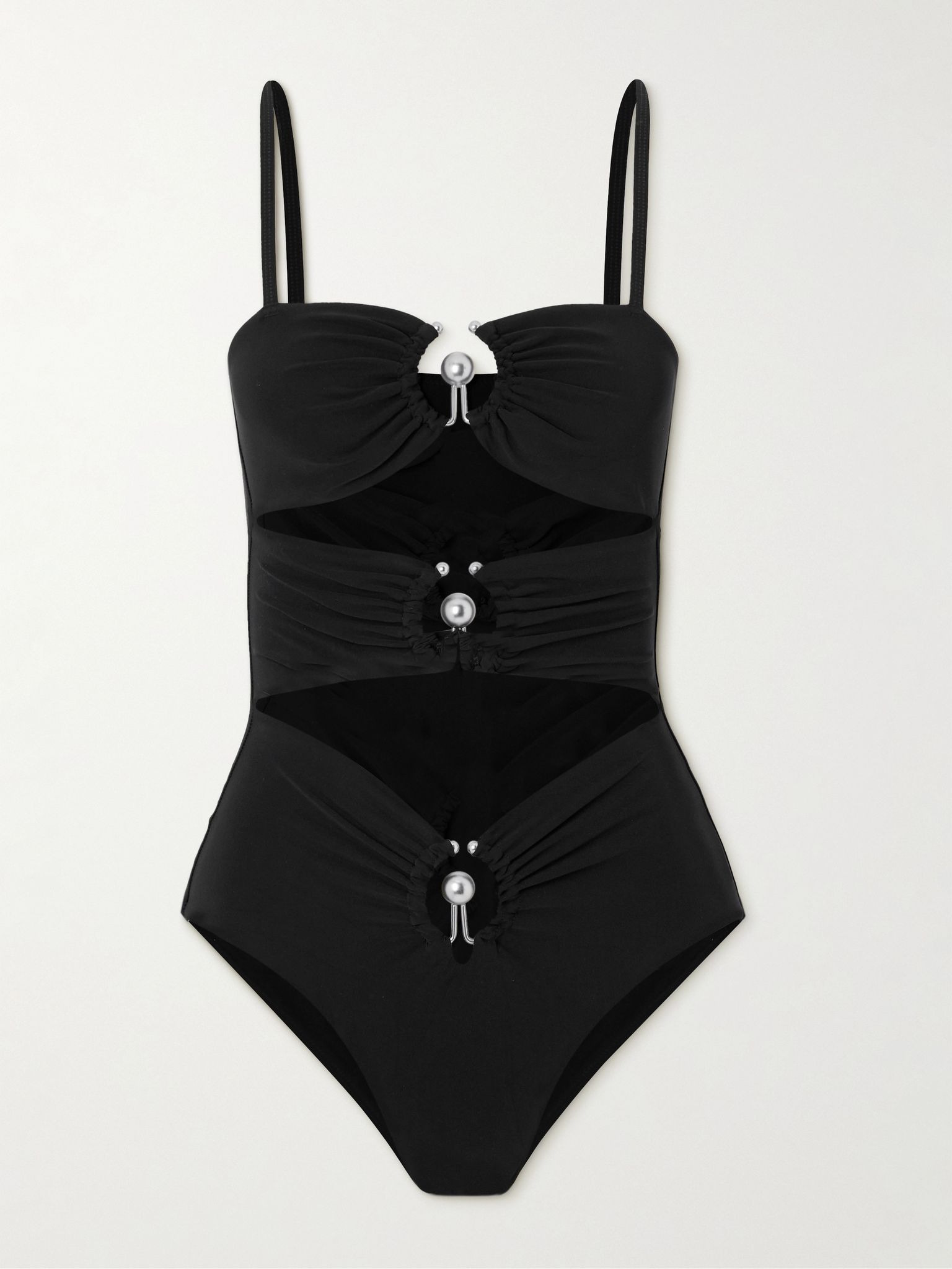 Cutout embellished swimsuit Black - 1