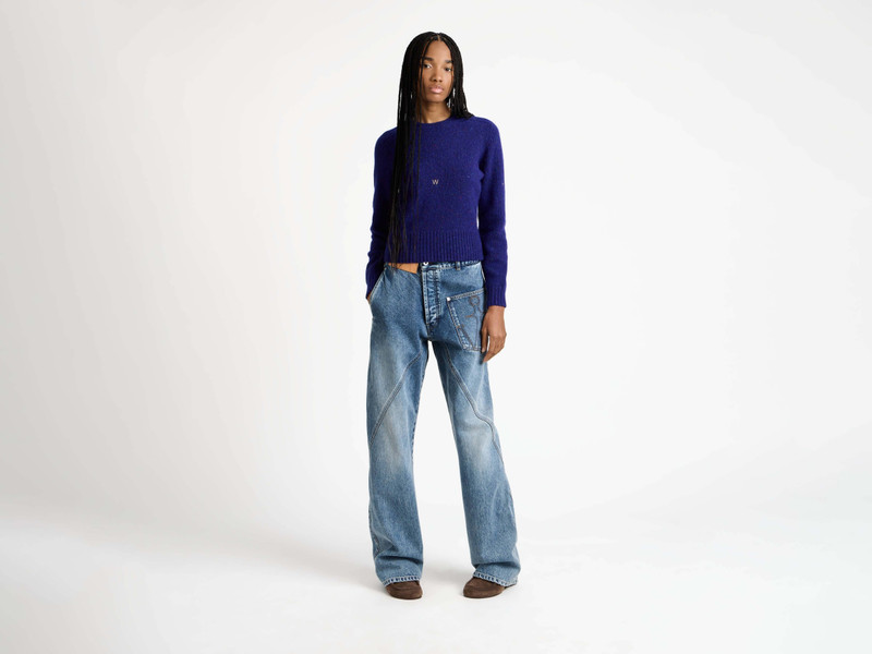 JW Anderson EMBROIDERED CREW NECK JUMPER IN VIOLET outlook