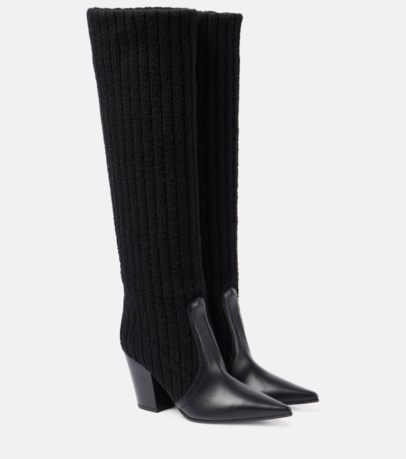 Leather-trimmed knee-high boots - 1
