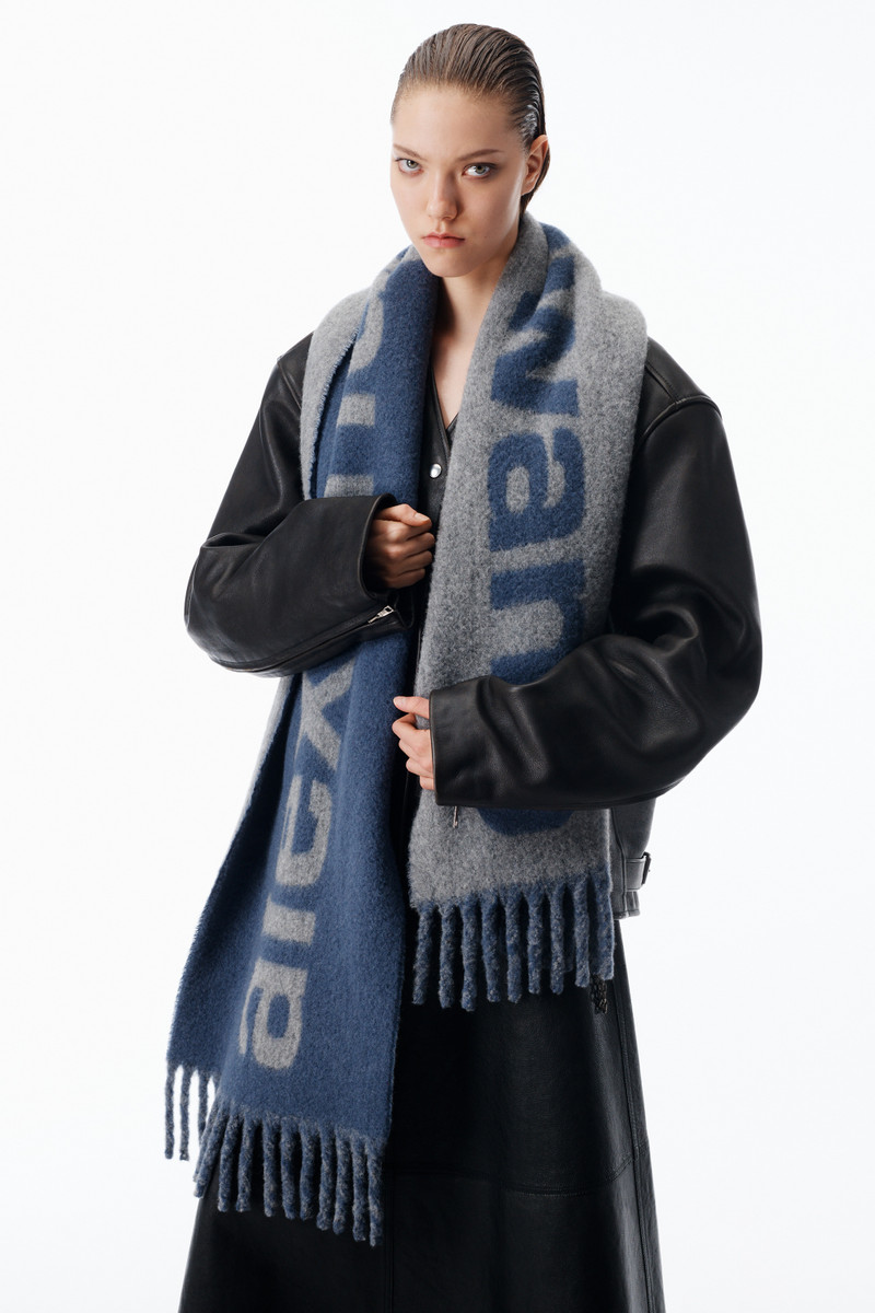 Jacquard Logo Scarf in Alpaca-Wool Blend 3