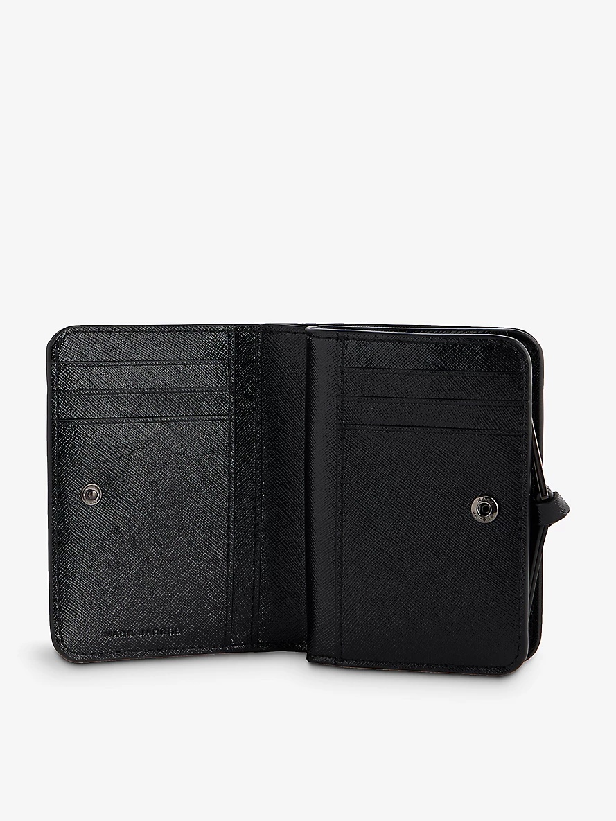 Compact mini logo-plaque leather wallet - 4