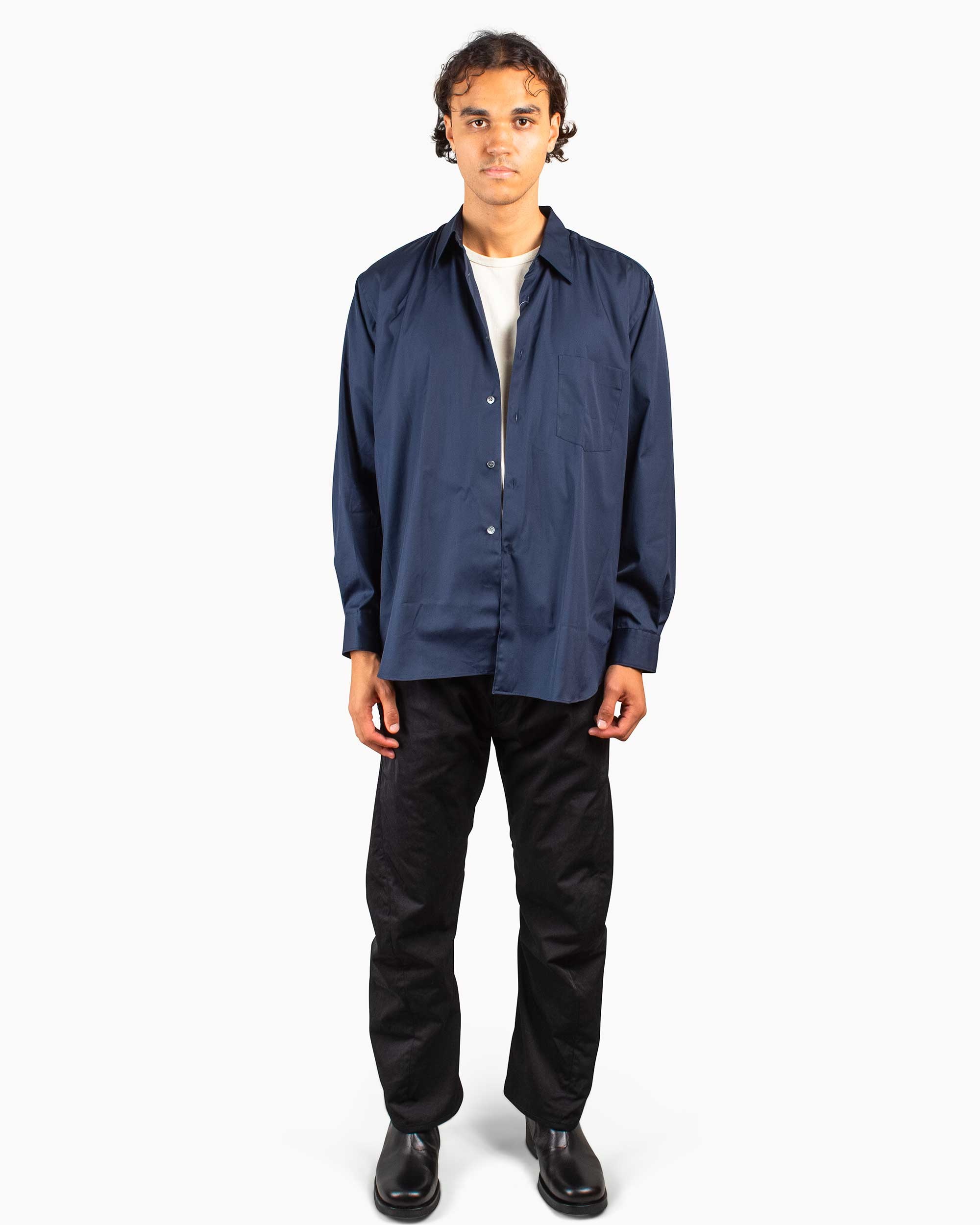 Wide Classic Big Collar Shirt Navy - 2