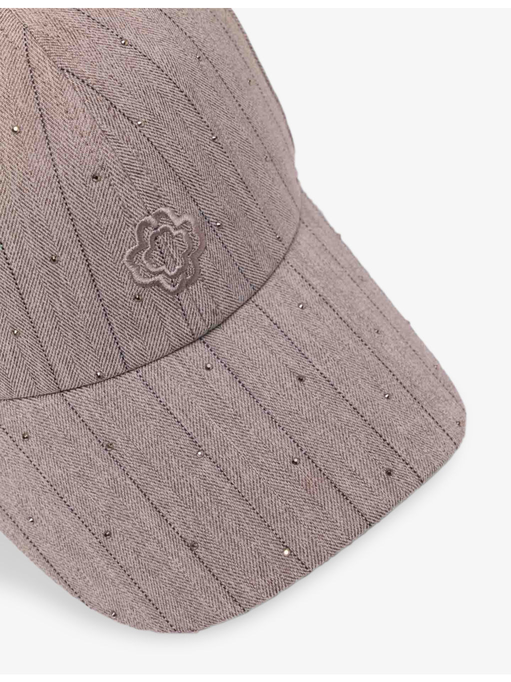 Rhinestone-Embellished Logo Knitted Baseball Cap - 2