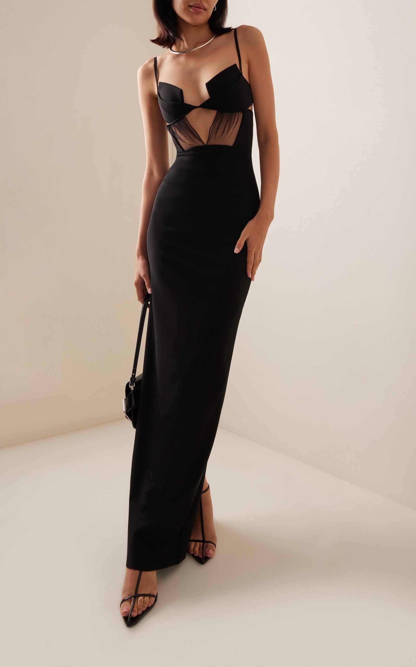 Cutout Crepe Bustier Maxi Dress black - 2