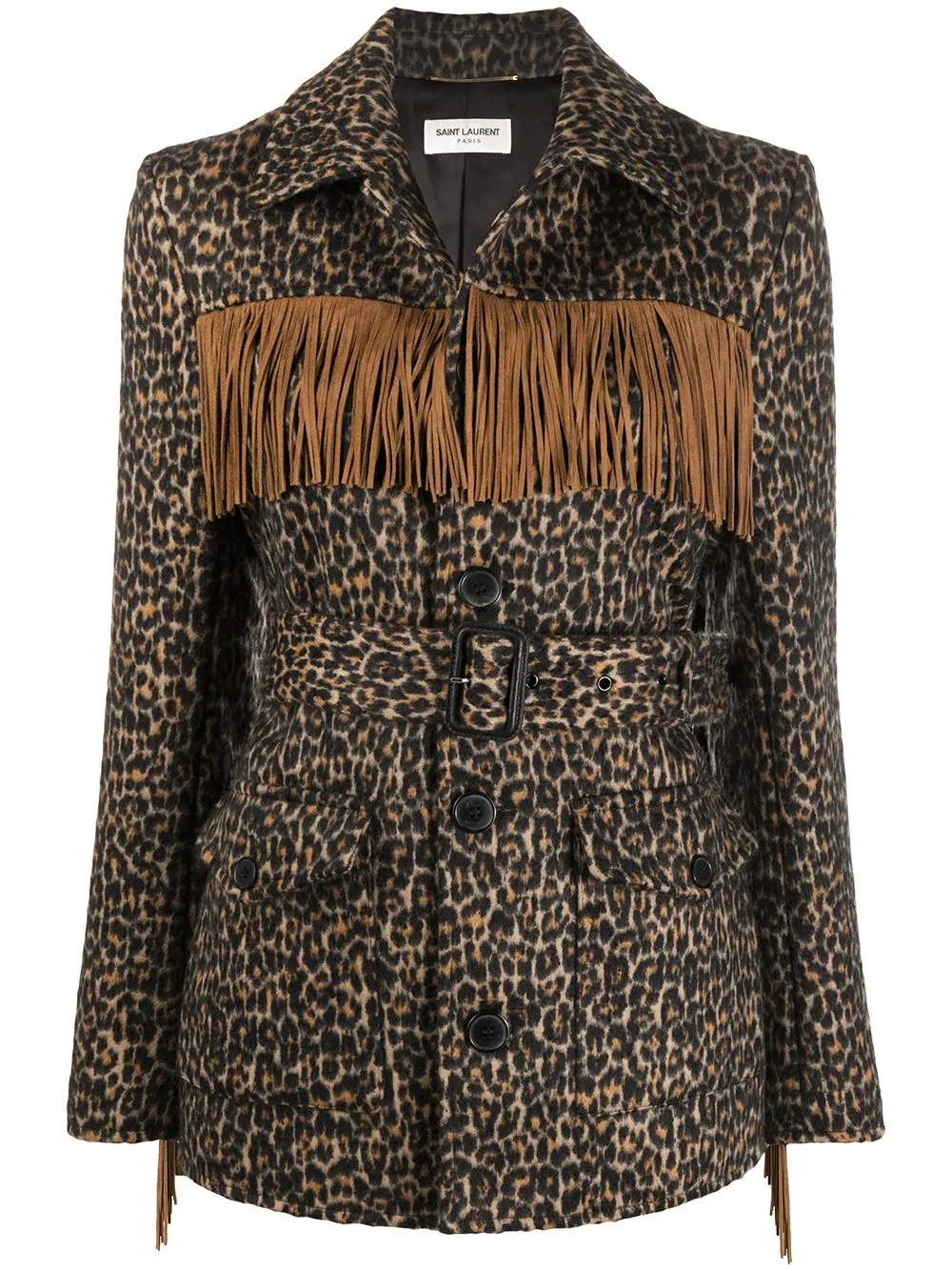 leopard print tasselled jacket - 1