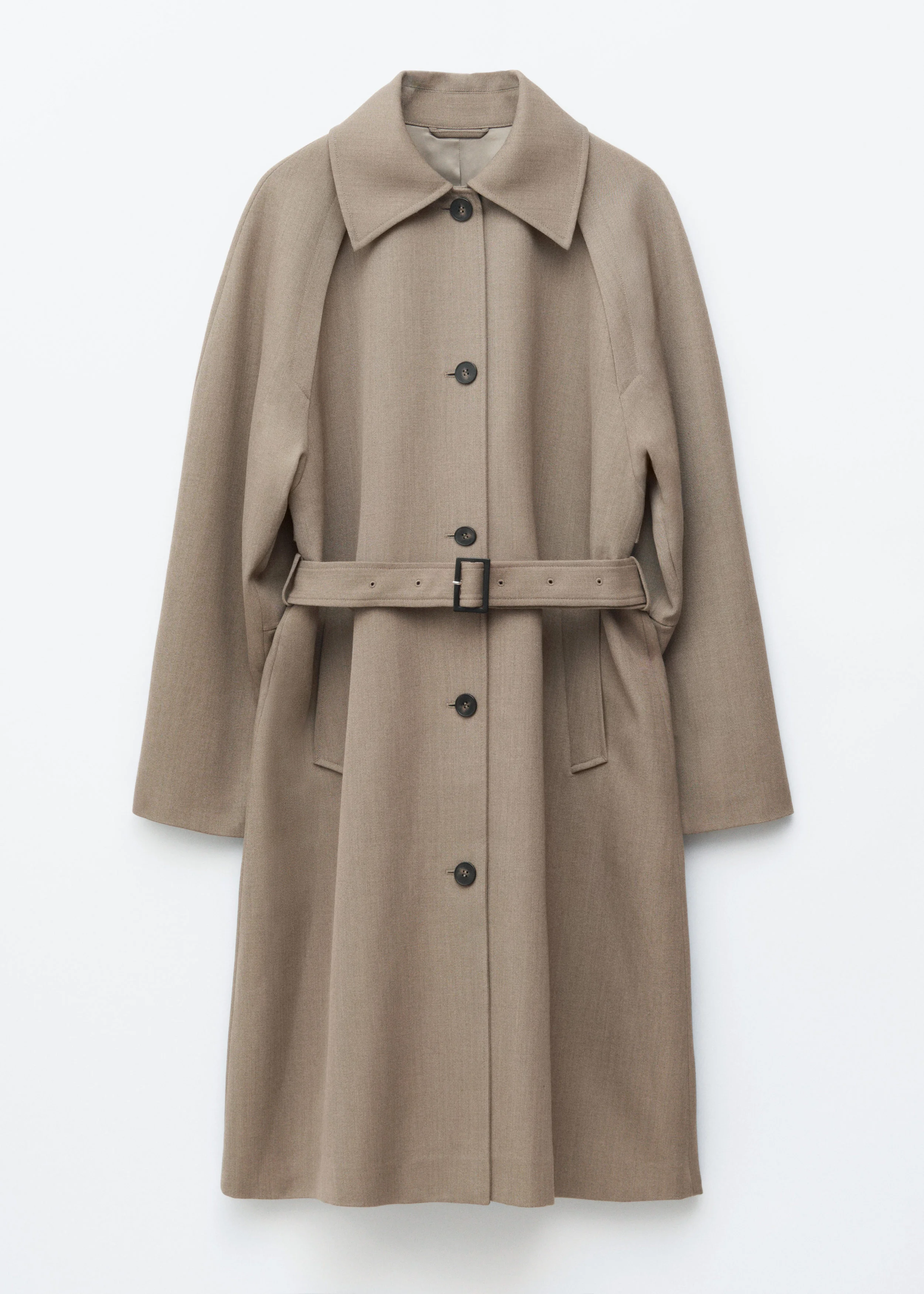 Tie-Belt Wool Trench Coat - 1