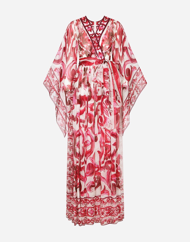 Long Majolica-print chiffon dress - 1