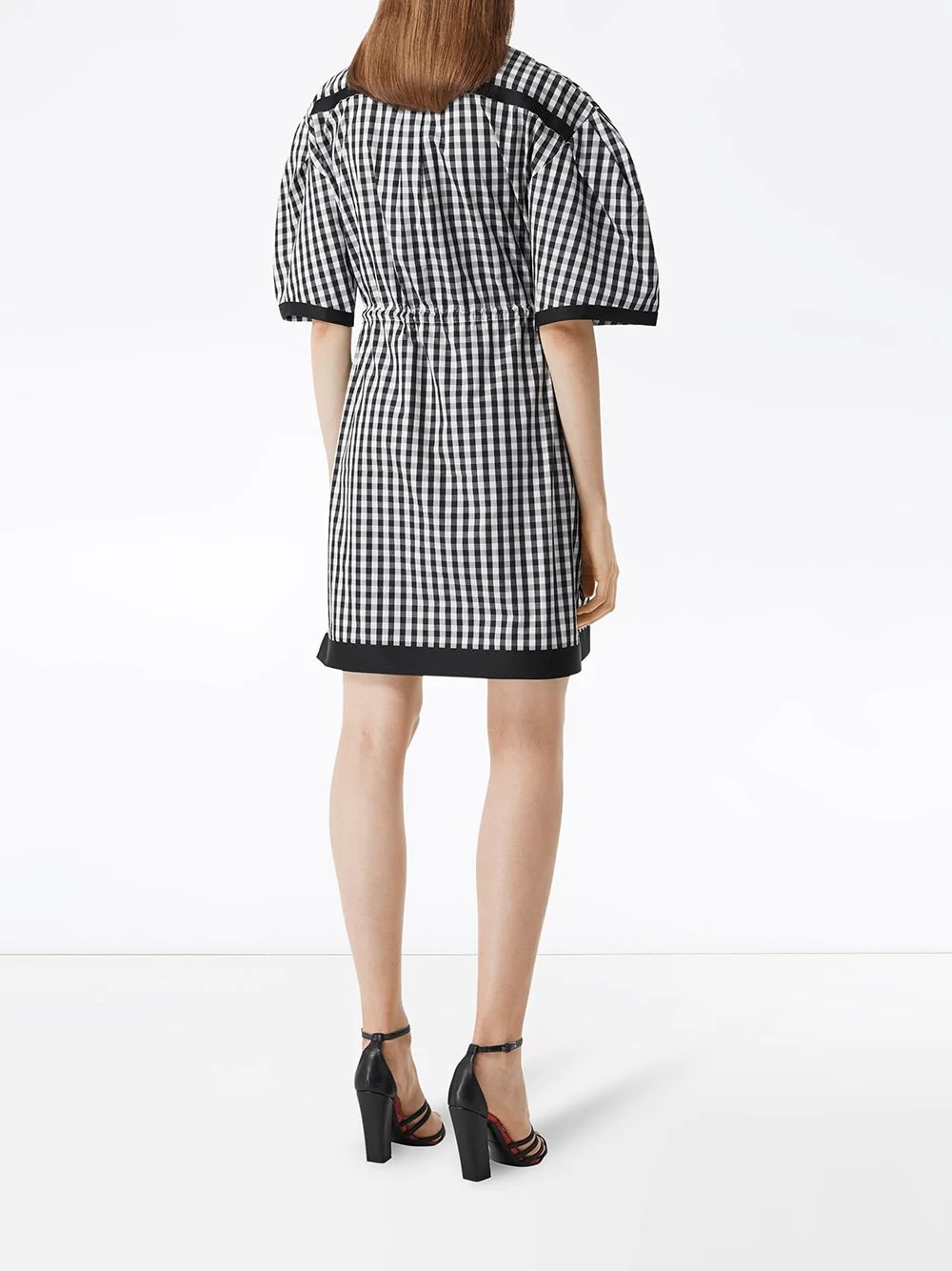 puff sleeve gingham shirt dress - 4