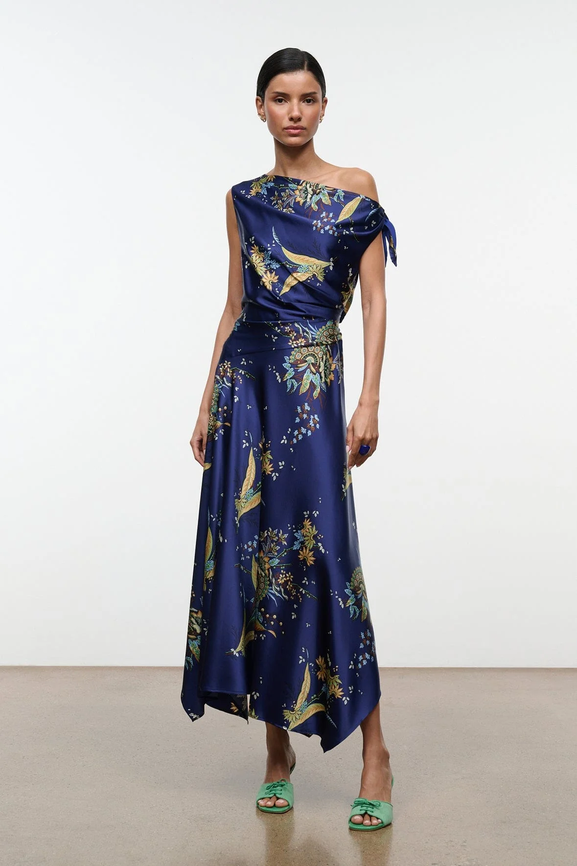 STAUD PORTIA SILK DRESS TAPESTRY MIDNIGHT - 1