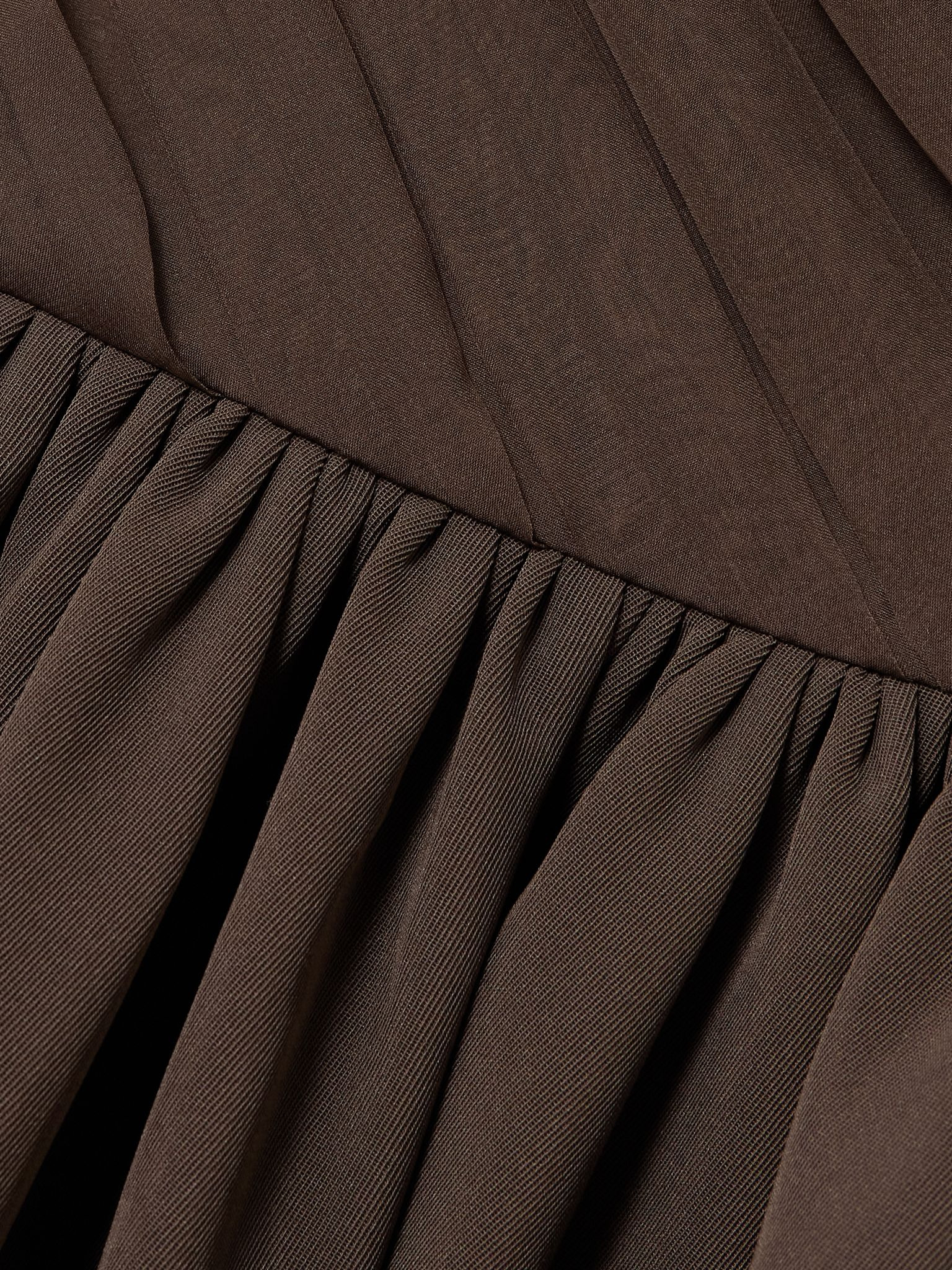 Kaia ruched gathered chiffon and twill midi dress Brown - 4