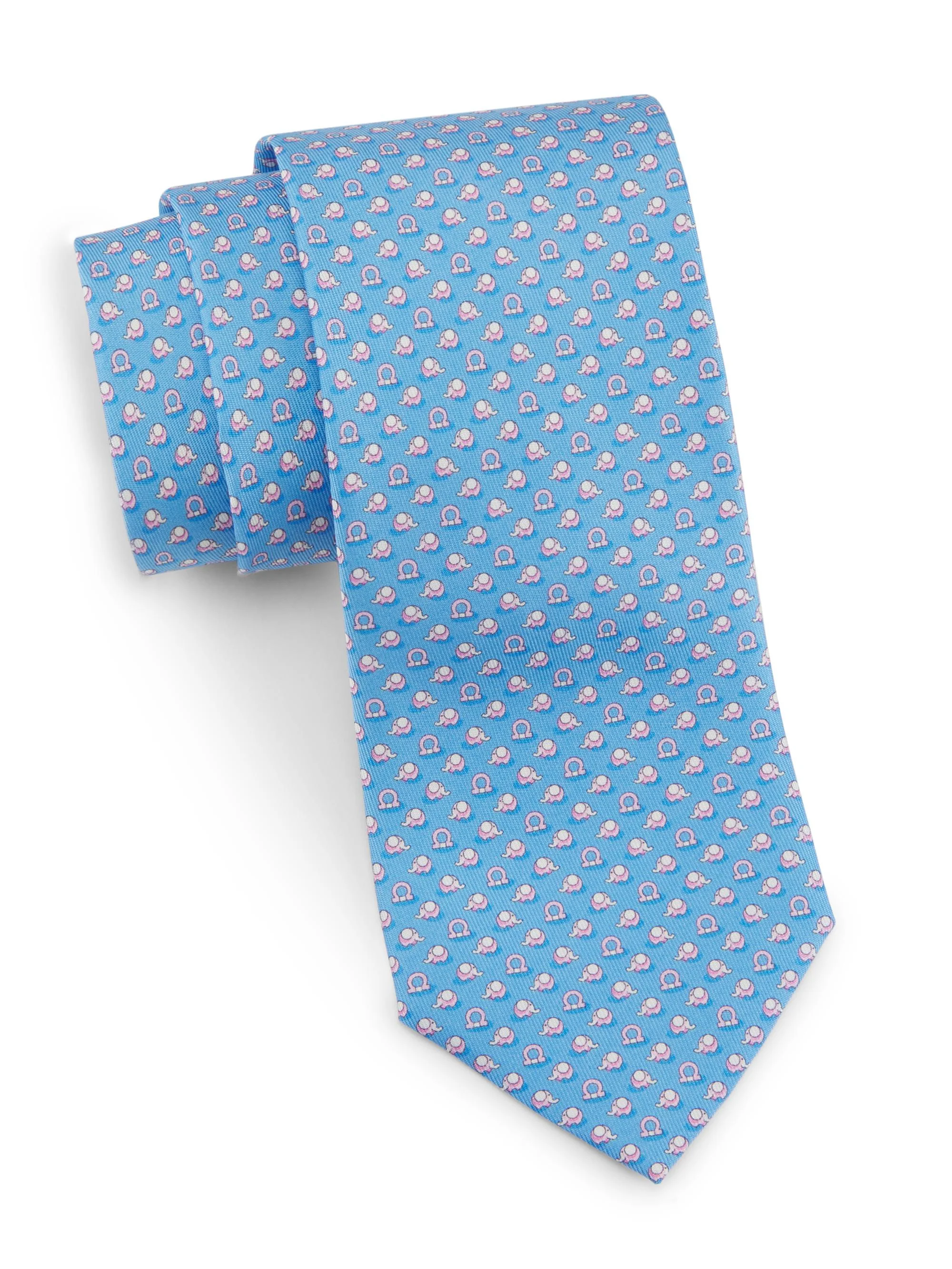 Men's Zaki Elephant Silk Tie - Azzurro - 1