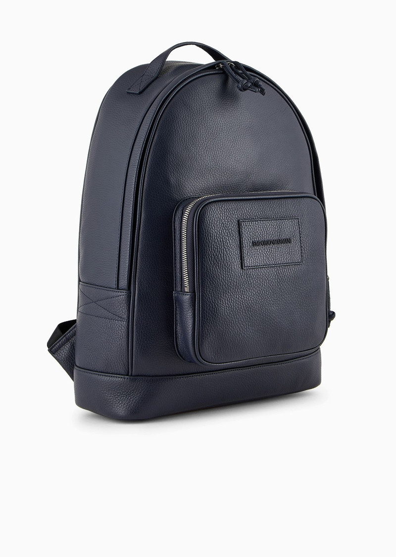 EMPORIO ARMANI Rounded backpack in tumbled leather outlook