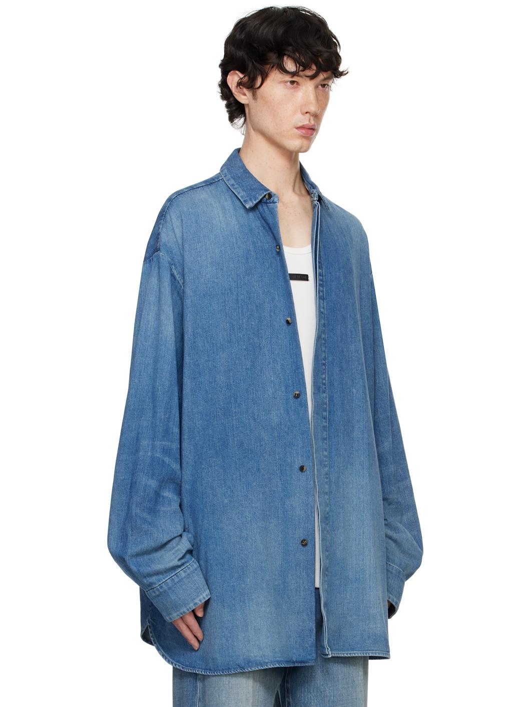 Blue Vented Denim Shirt - 2