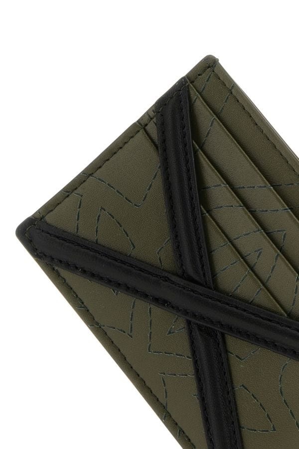 Army green leather card holder - 4
