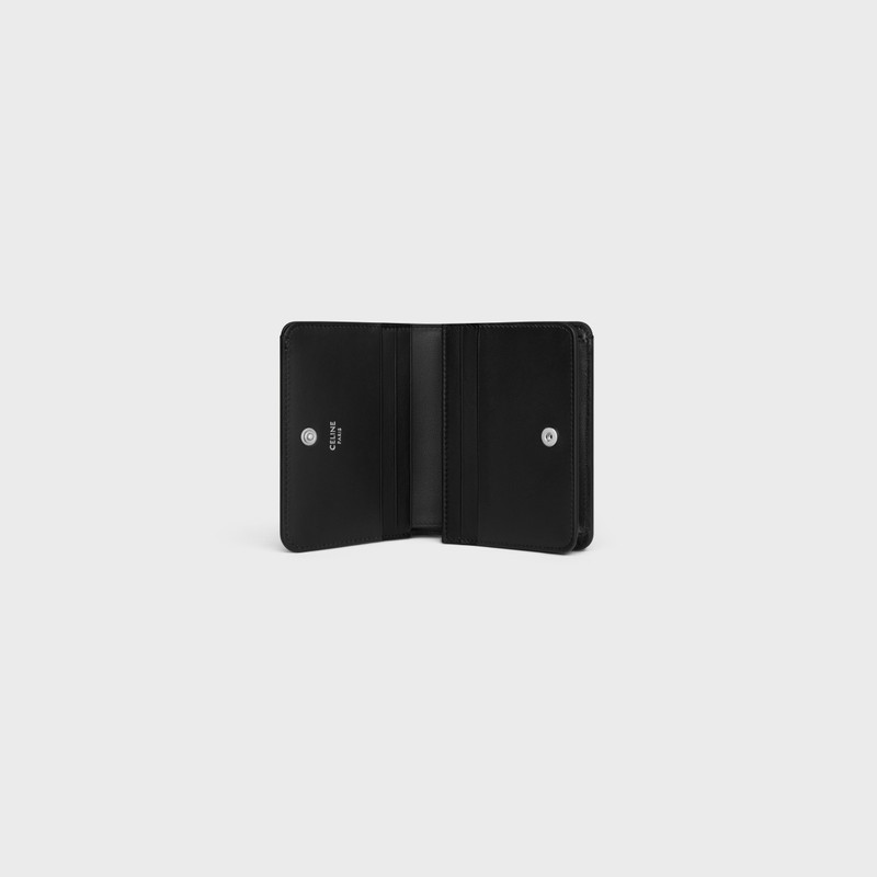 TRIOMPHE COMPACT WALLET Shiny Calfskin BLACK 4