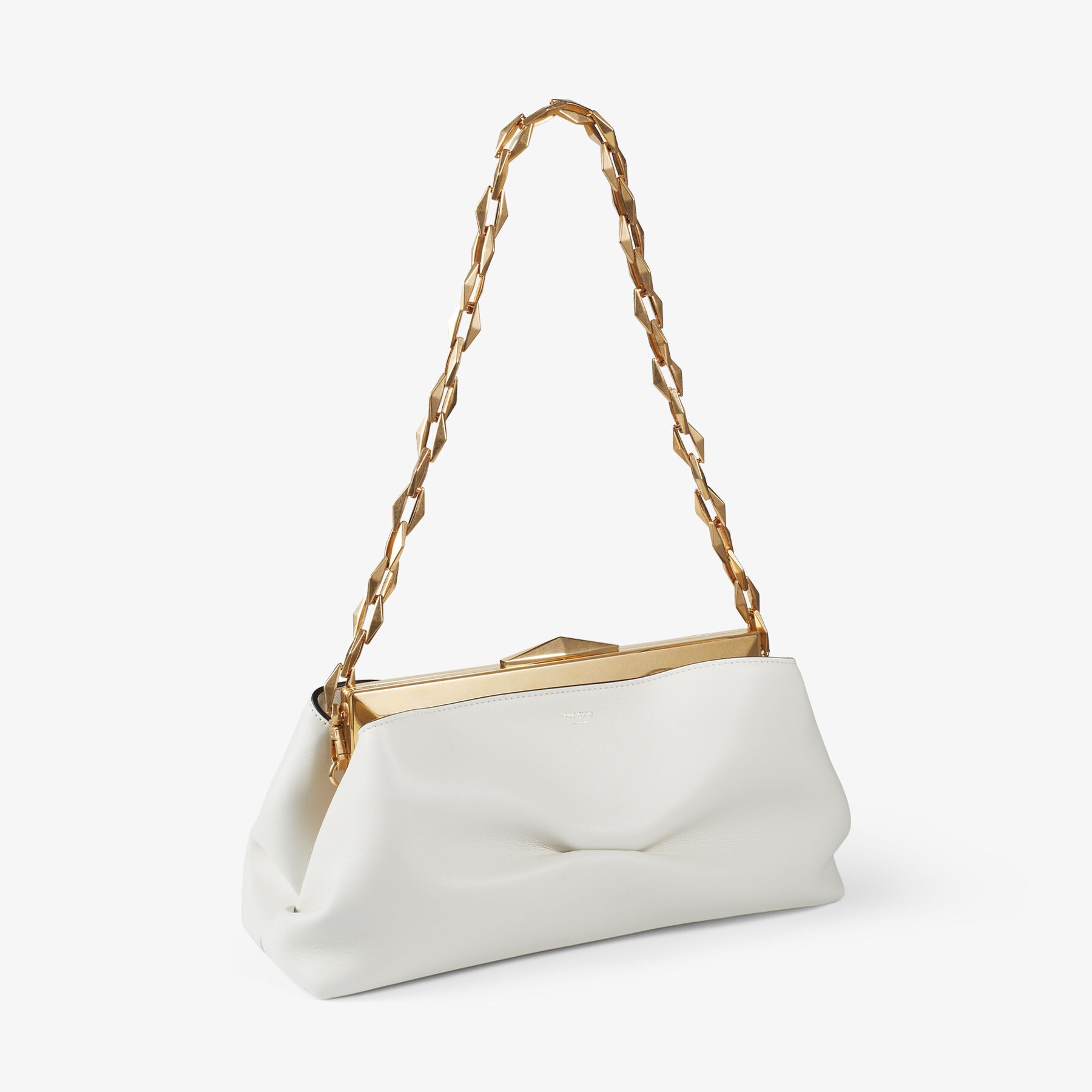 Diamond Frame Clutch
Latte Soft Calf Leather Clutch Bag with Chain Strap - 4