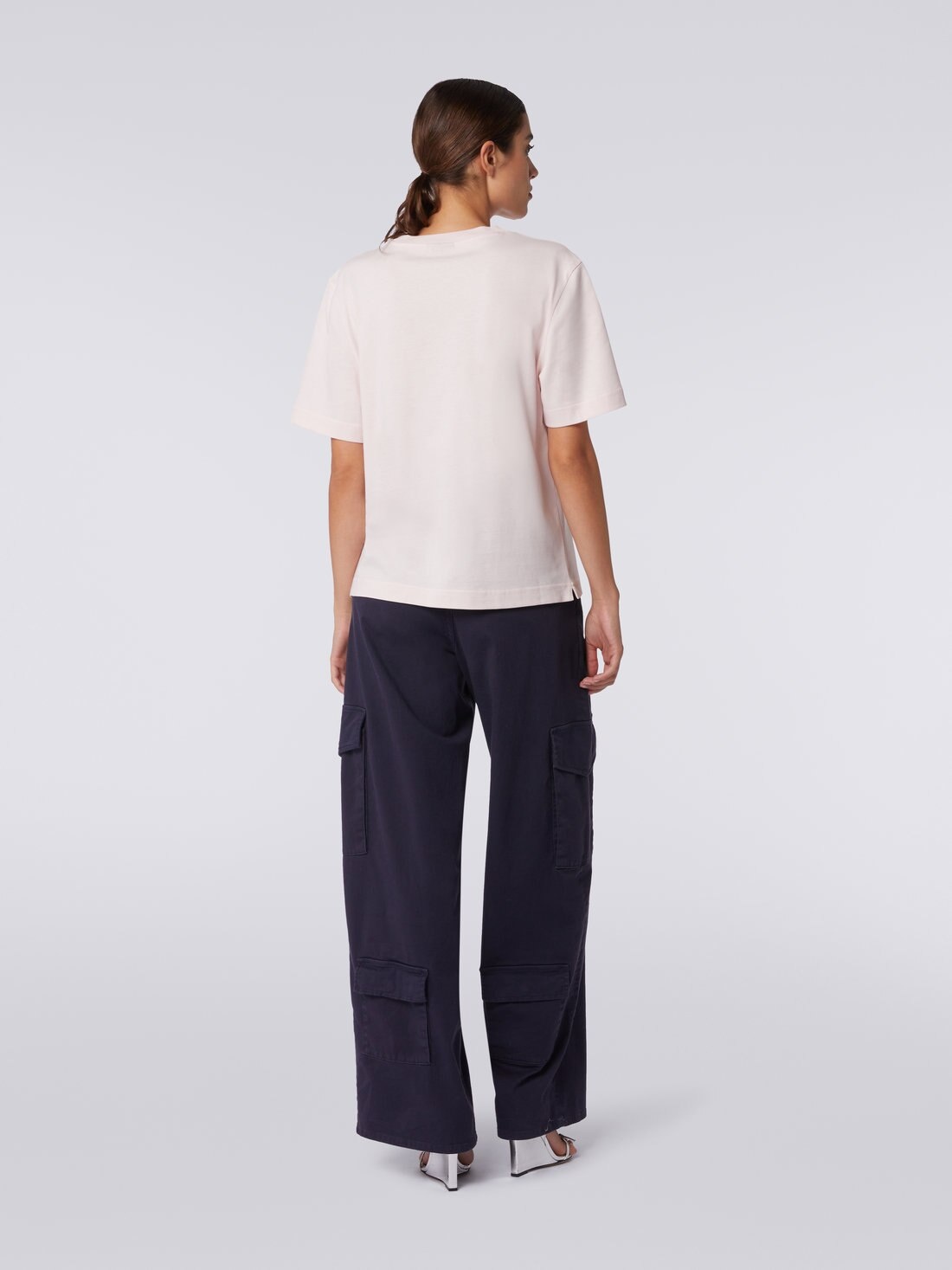 Crew-neck cotton T-shirt with embroidery and logo - 4