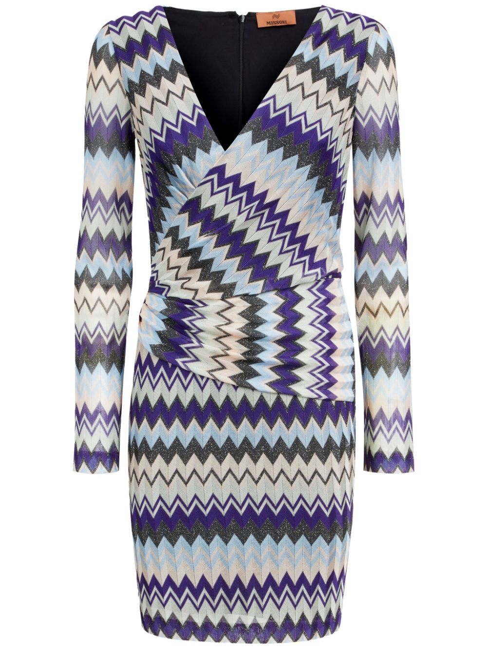 Zigzag-pattern mini dress - 1