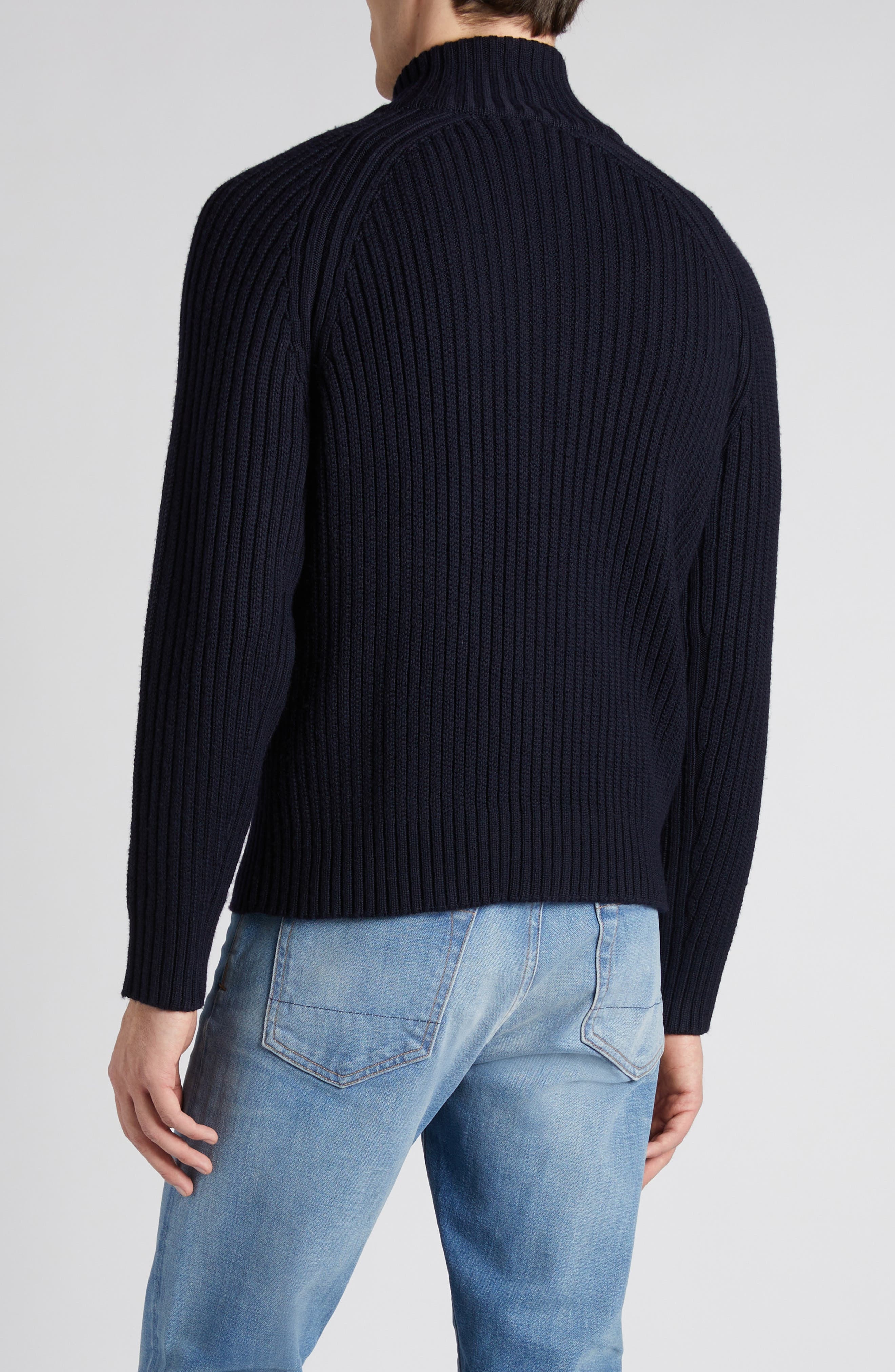 TOM FORD Wool & Cashmere Zip Front Cardigan in Midnight Navy at Nordstrom - 3