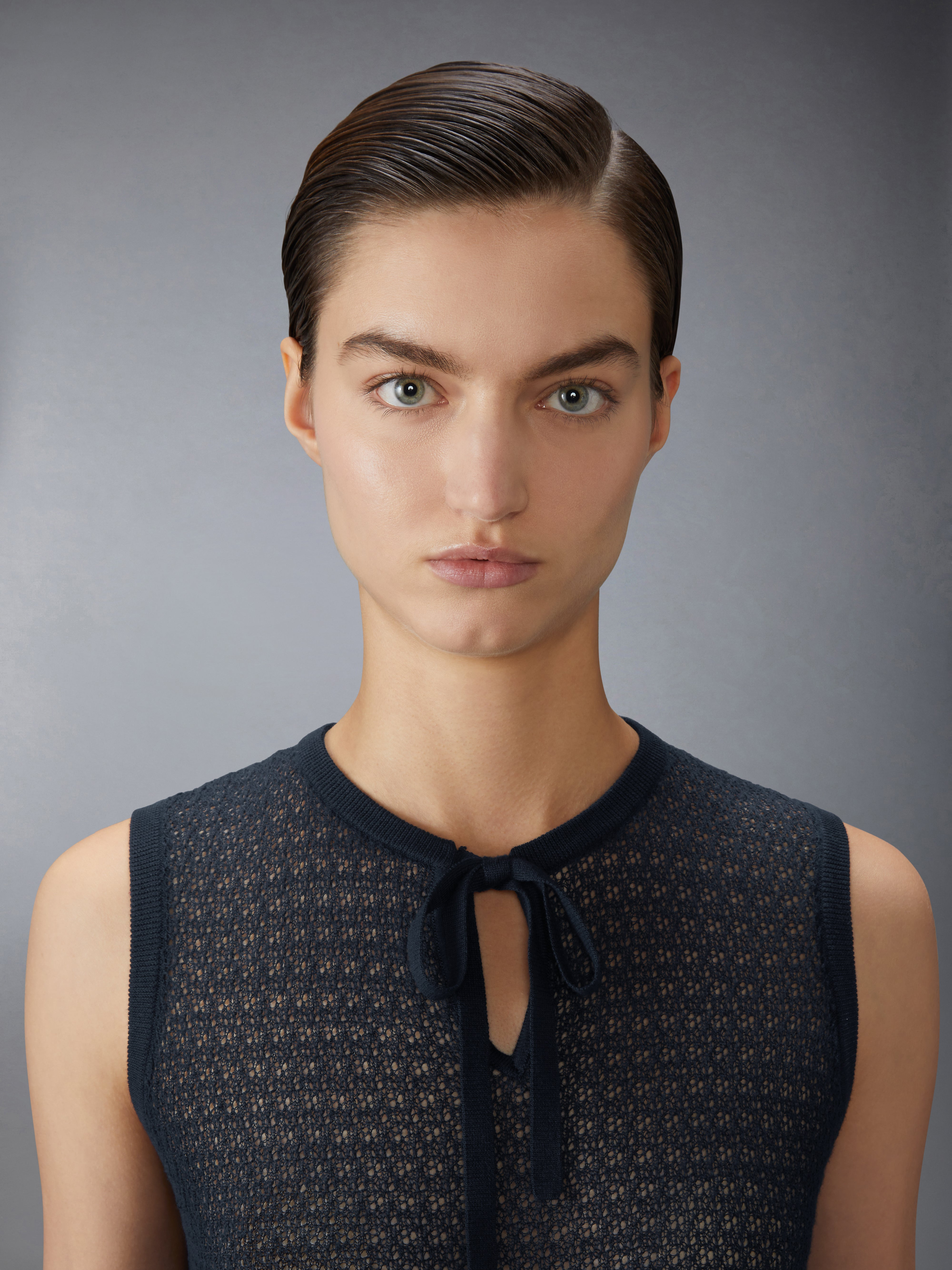 COTTON CASHMERE NECK TIE SHELL TOP - 6