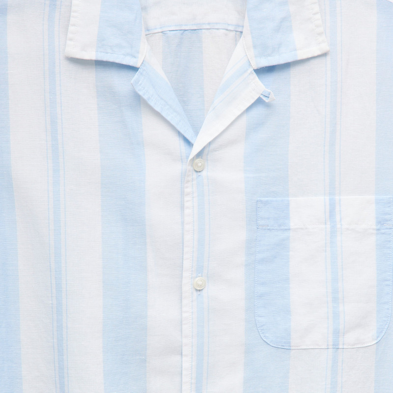 Short-sleeve camp-collar shirt in cotton-linen blend 4
