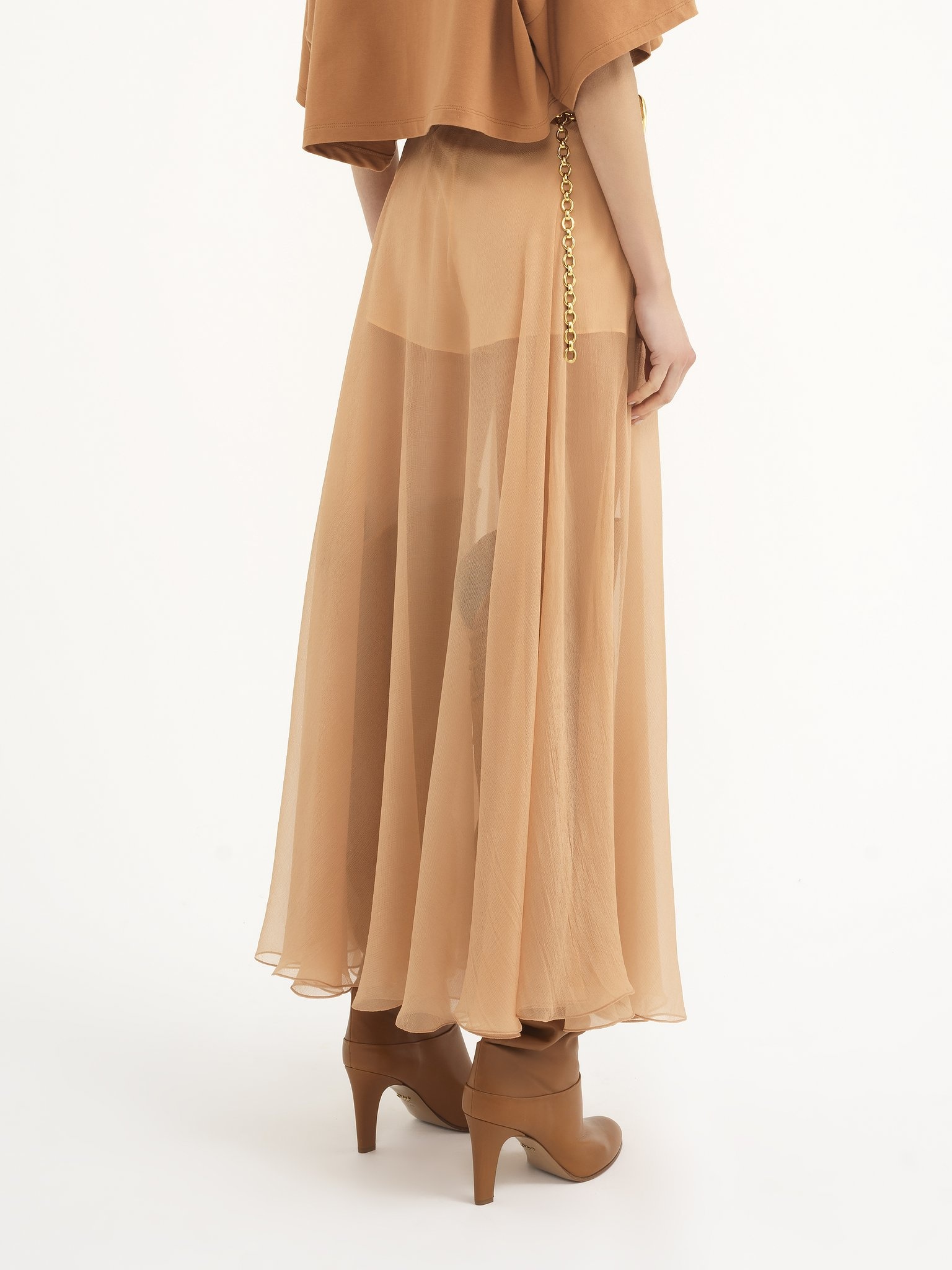 FLUID LONG SKIRT IN SILK MOUSSELINE - 6
