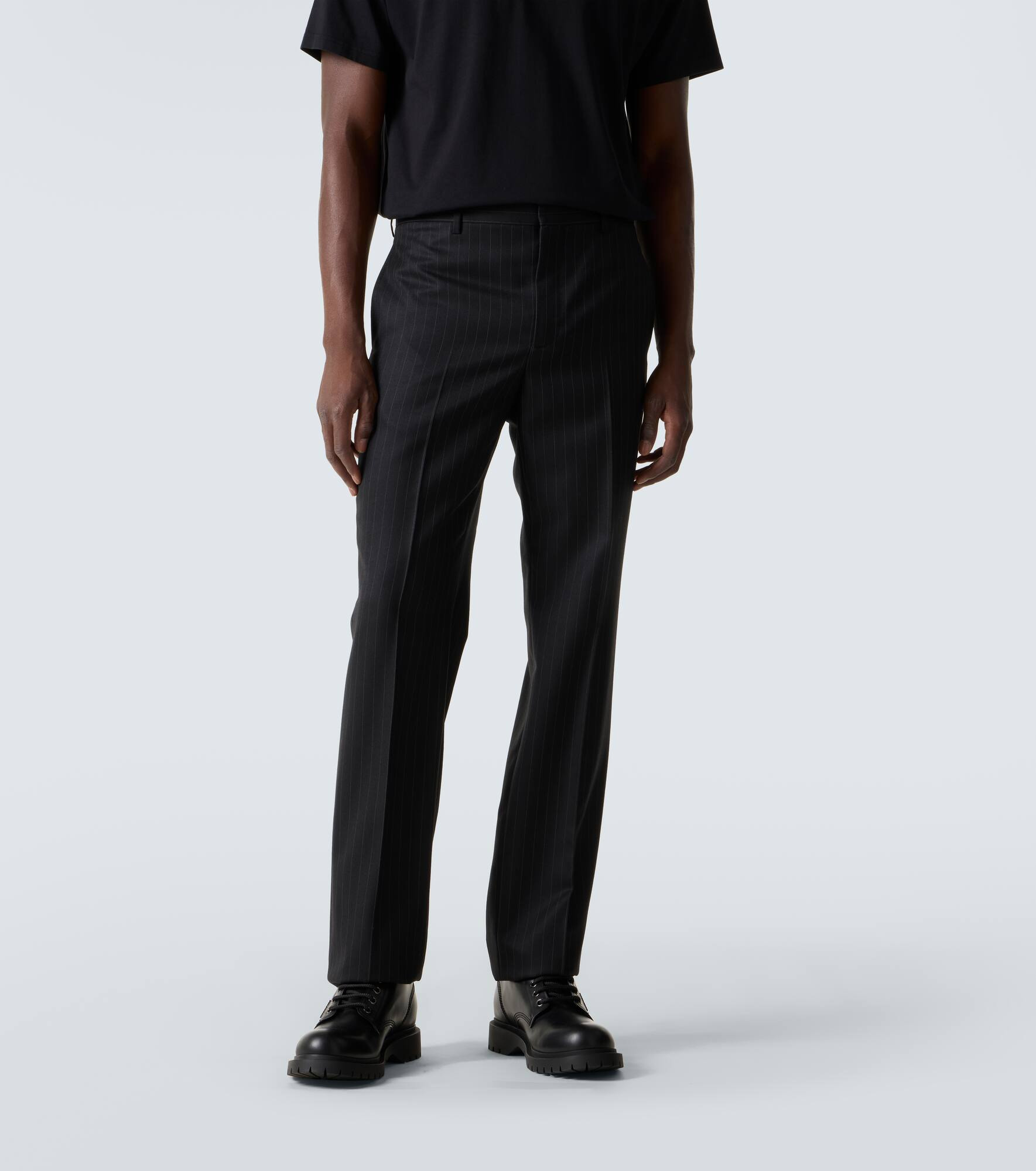 Pinstripe wool straight pants - 3
