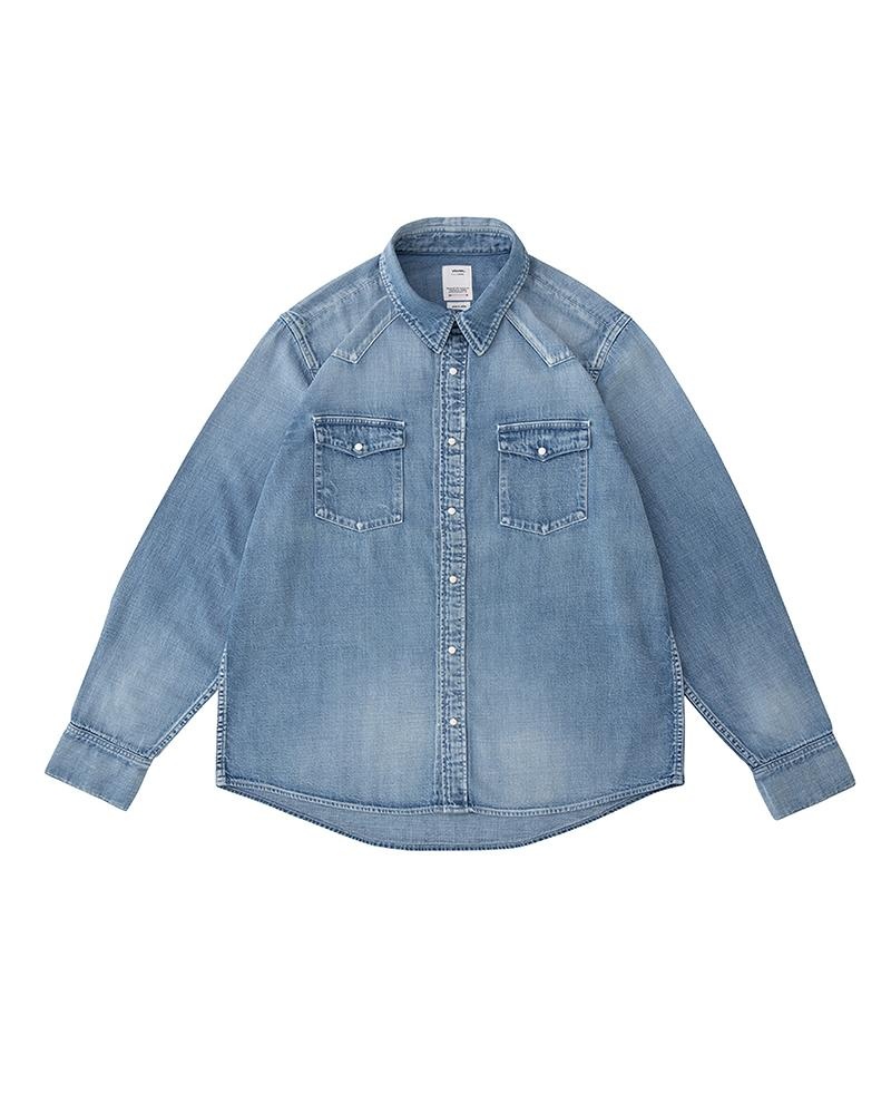トップス visvim SS SHIRT DMGD LT.INDIGO visvim SOCIAL SCULPTURE SHIRT DMGD LT.INDIGO | REVERSIBLE