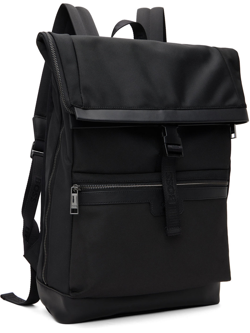 BOSS Black Canvas Flap Backpack outlook