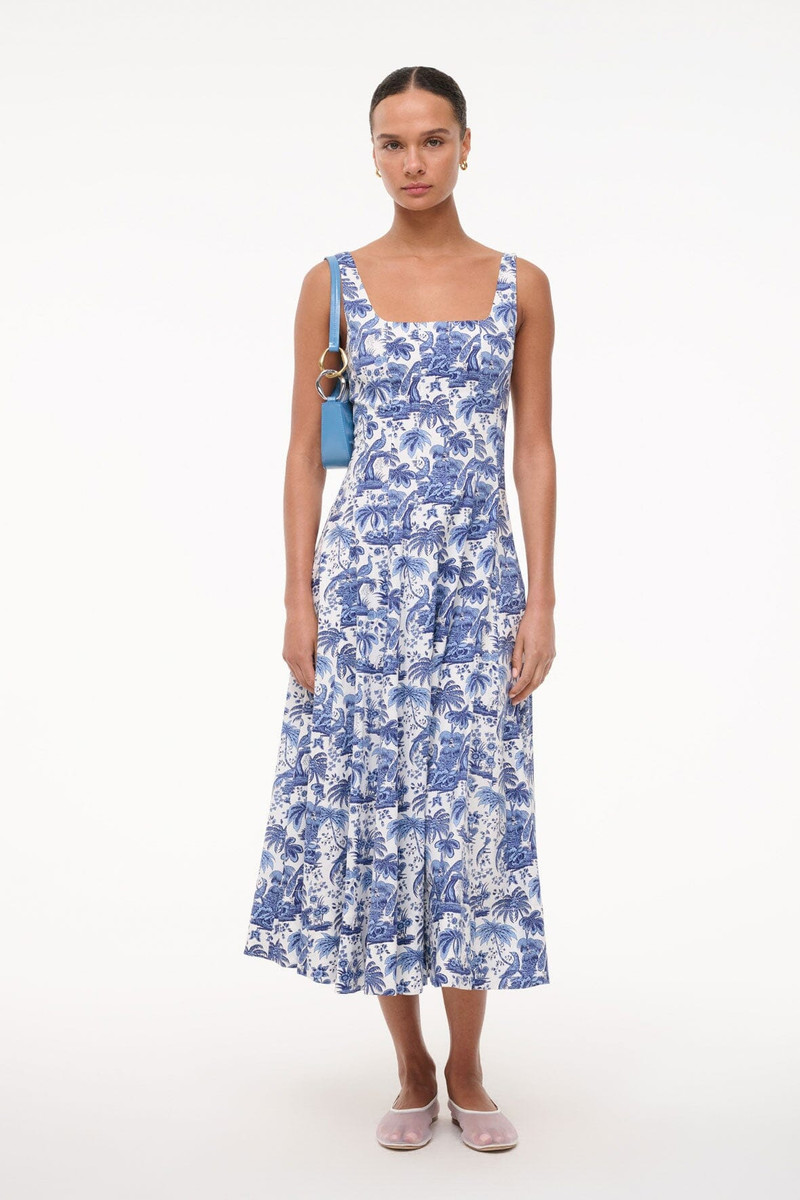 STAUD STAUD WELLS DRESS | CHINA BLUE TOILE outlook