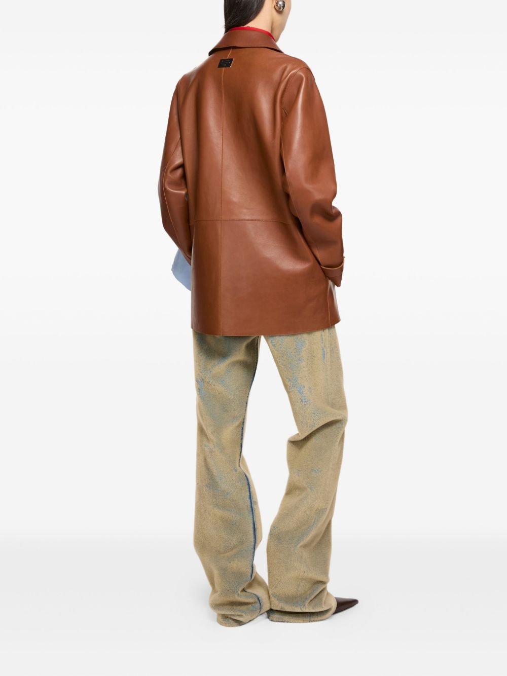 leather buttoned coat - 3