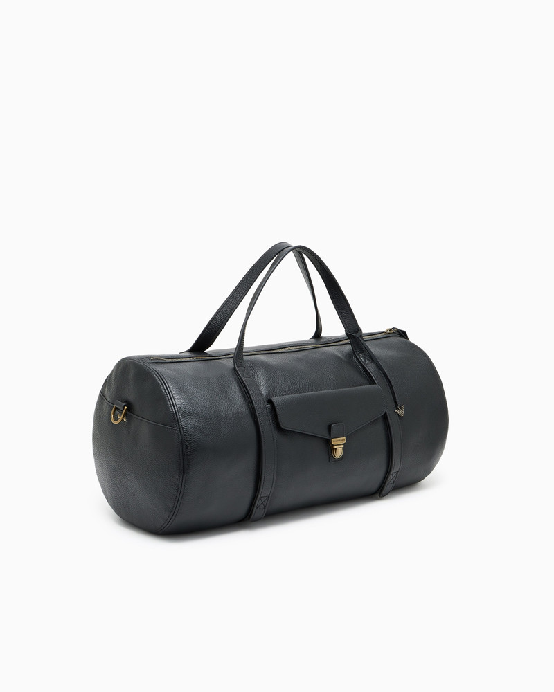 EMPORIO ARMANI ASV ICON PEBBLED LEATHER DUFFEL BAG outlook