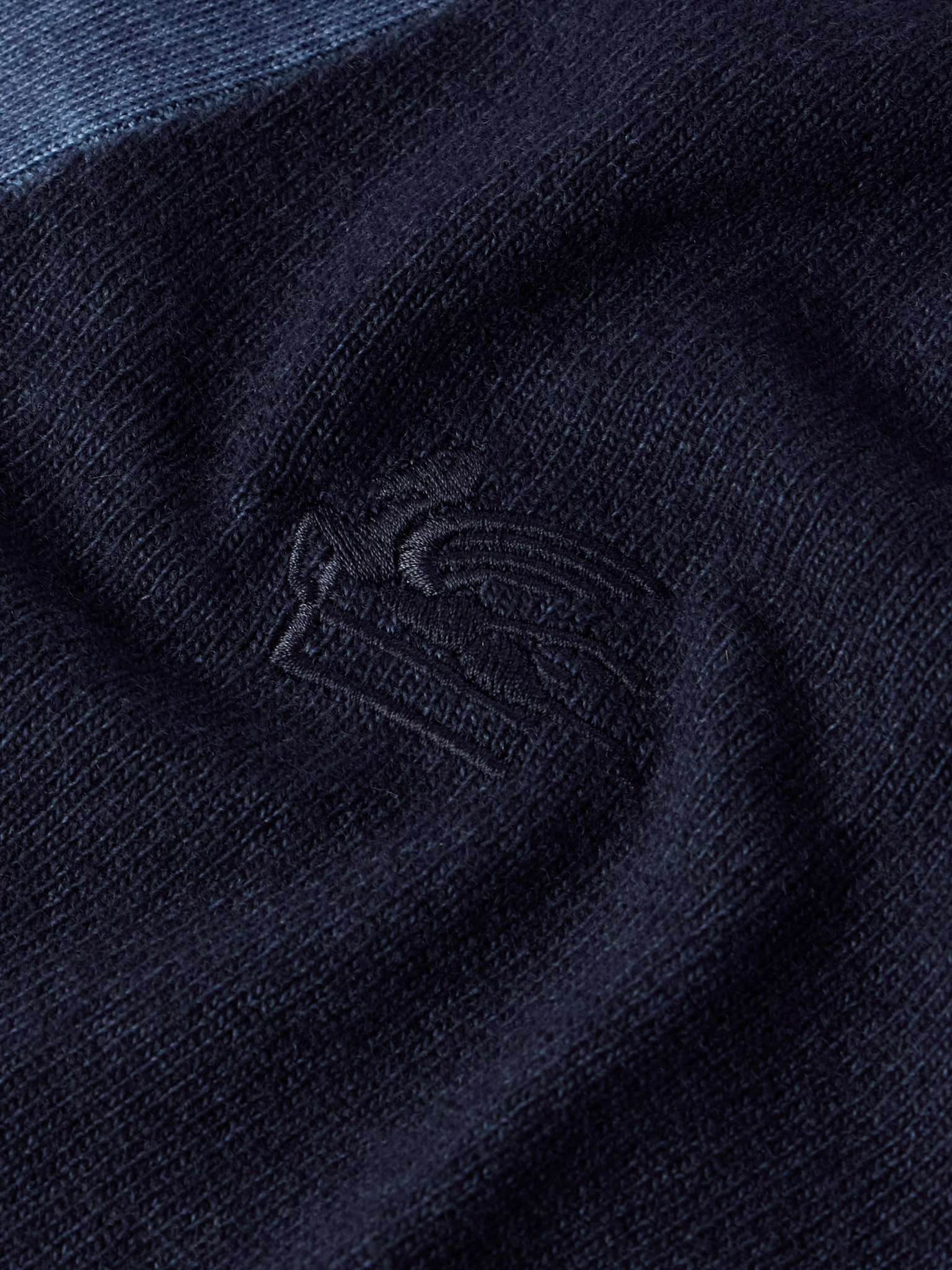 Logo-Embroidered Two-Tone Wool Cardigan - 3