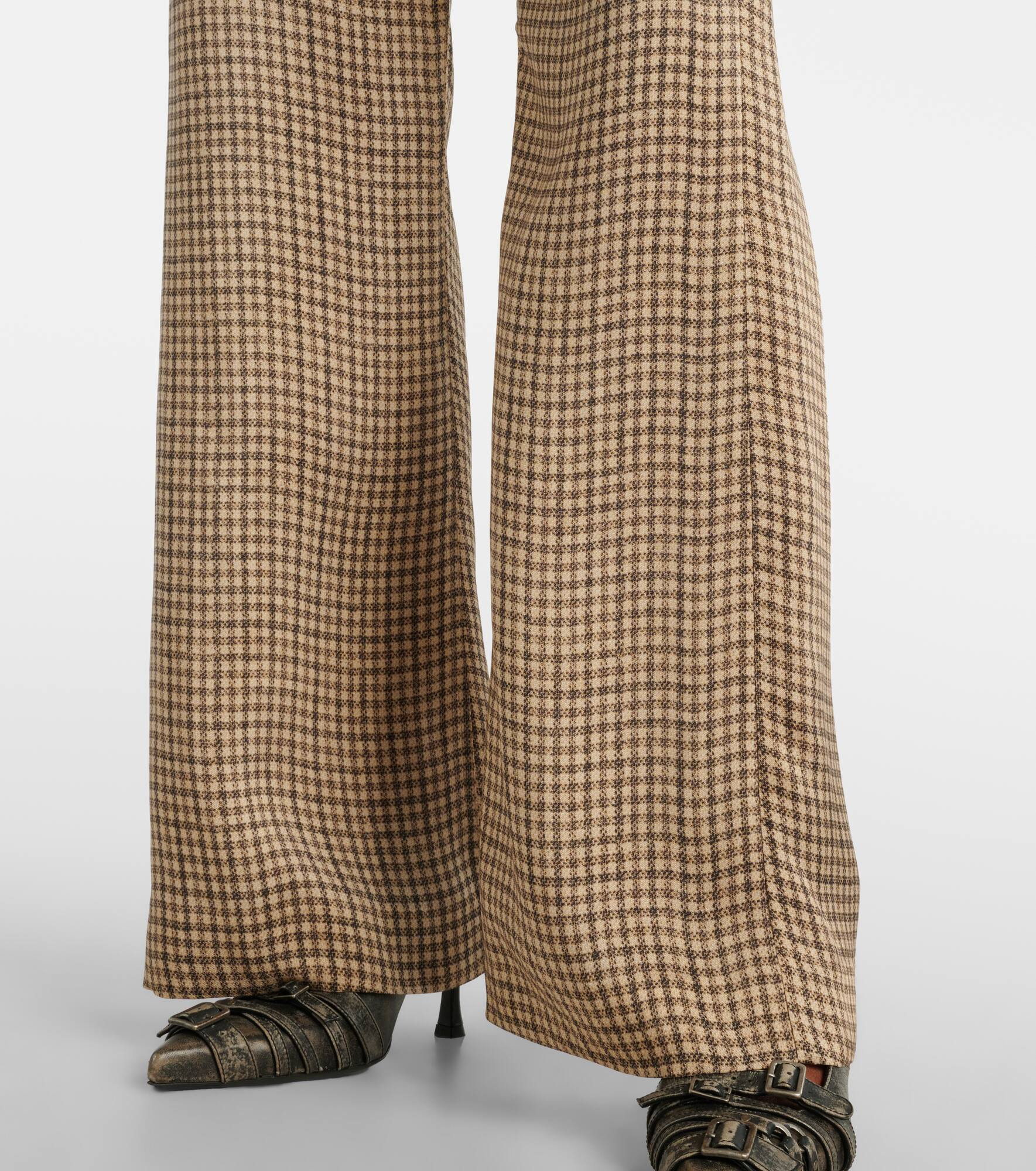 Poltana checked mid-rise wide-leg pants - 5