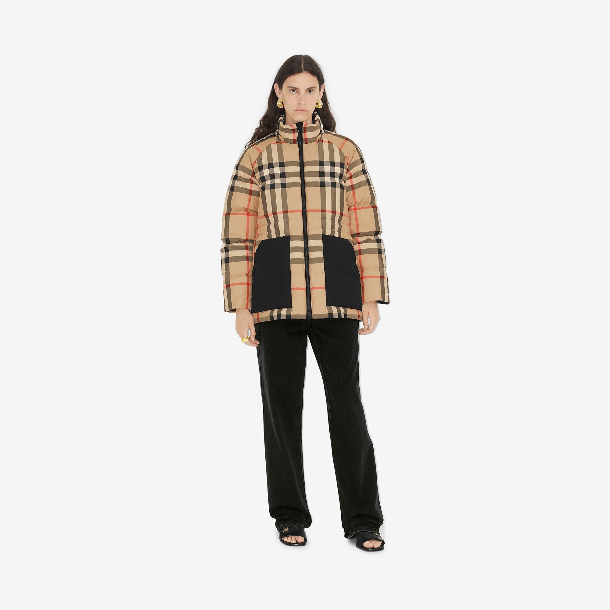 Detachable Hood Check Puffer Jacket - 5