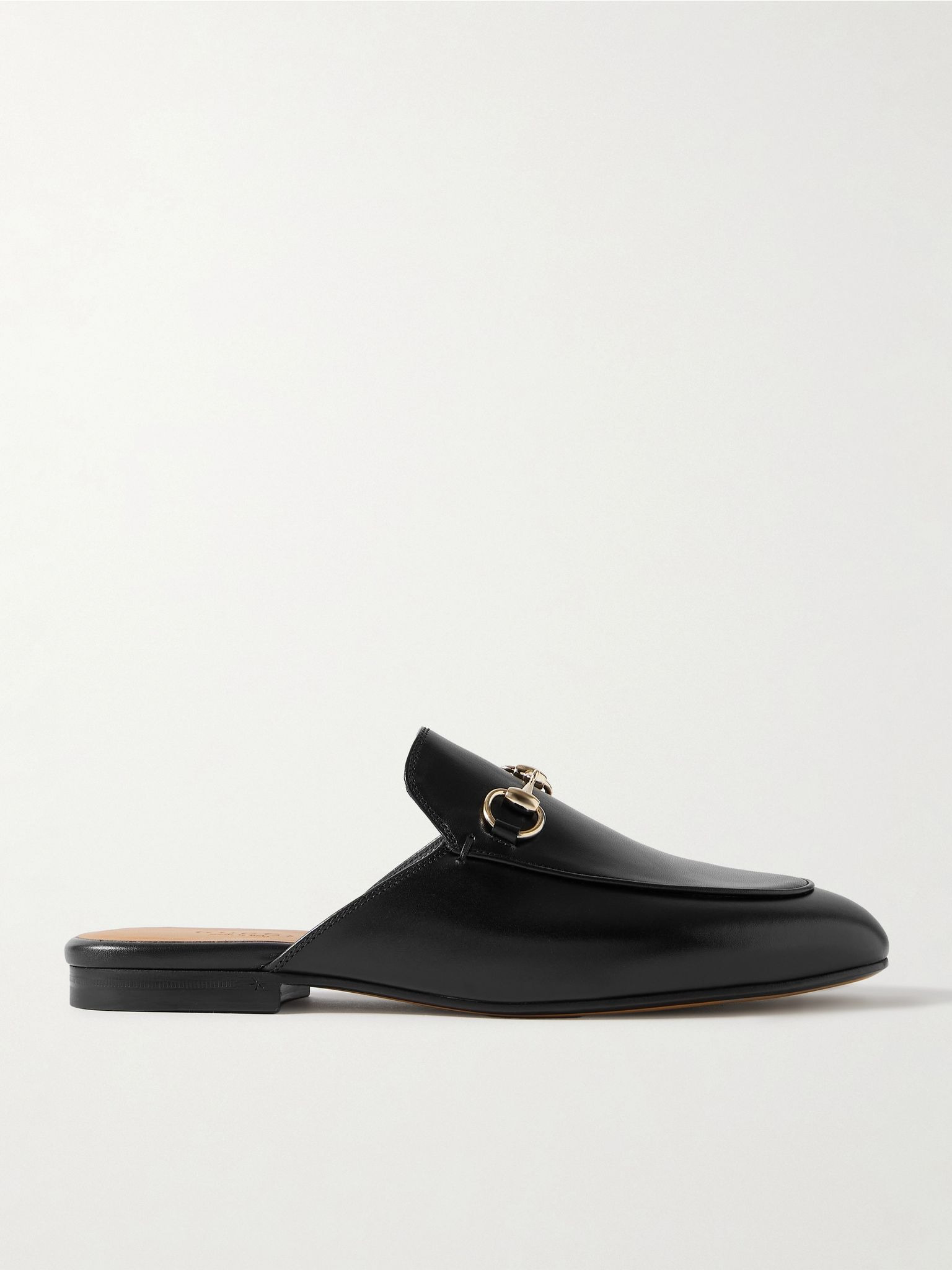 Princetown horsebit-detailed leather slippers Black - 1