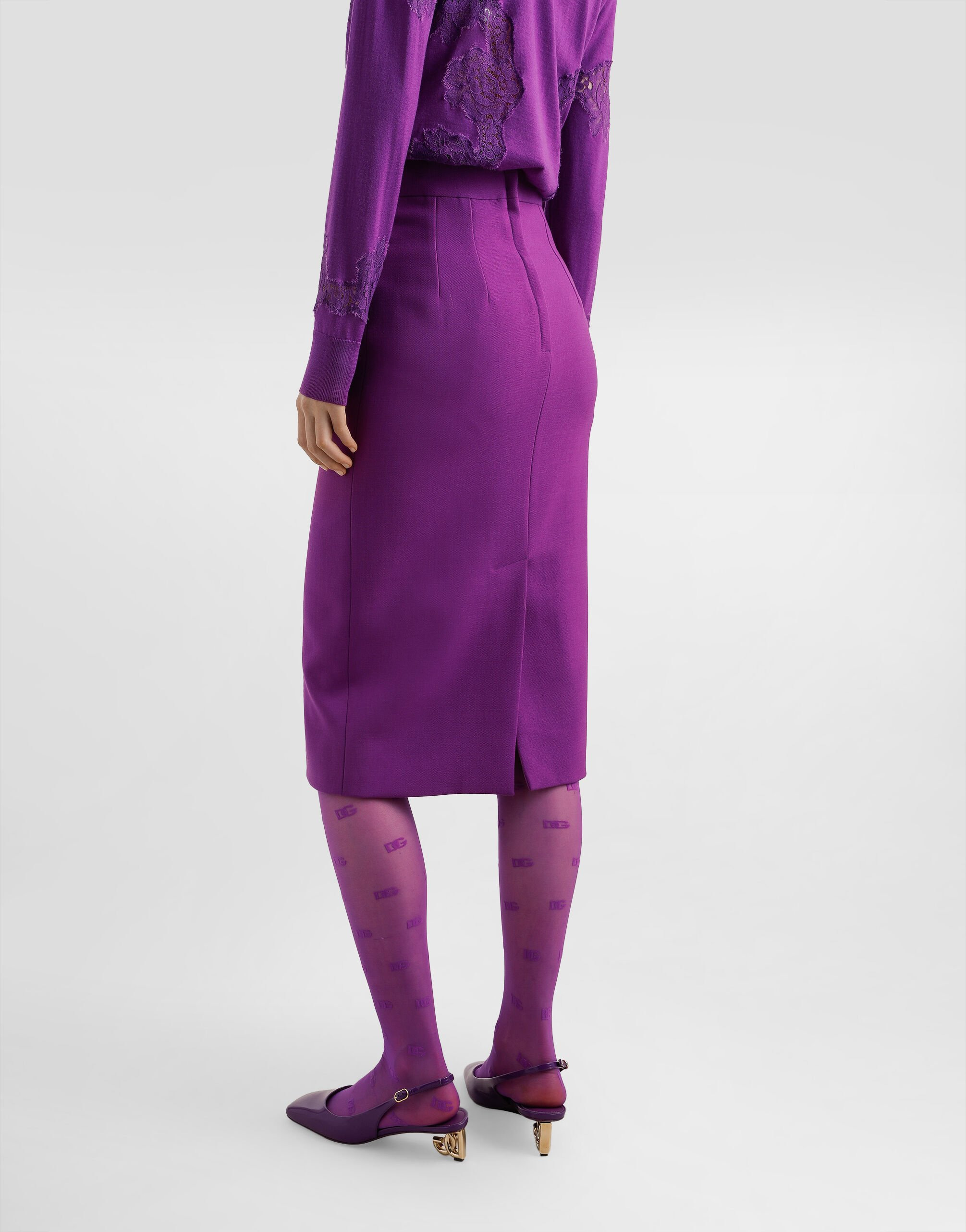 Wool crêpe sheath skirt - 5