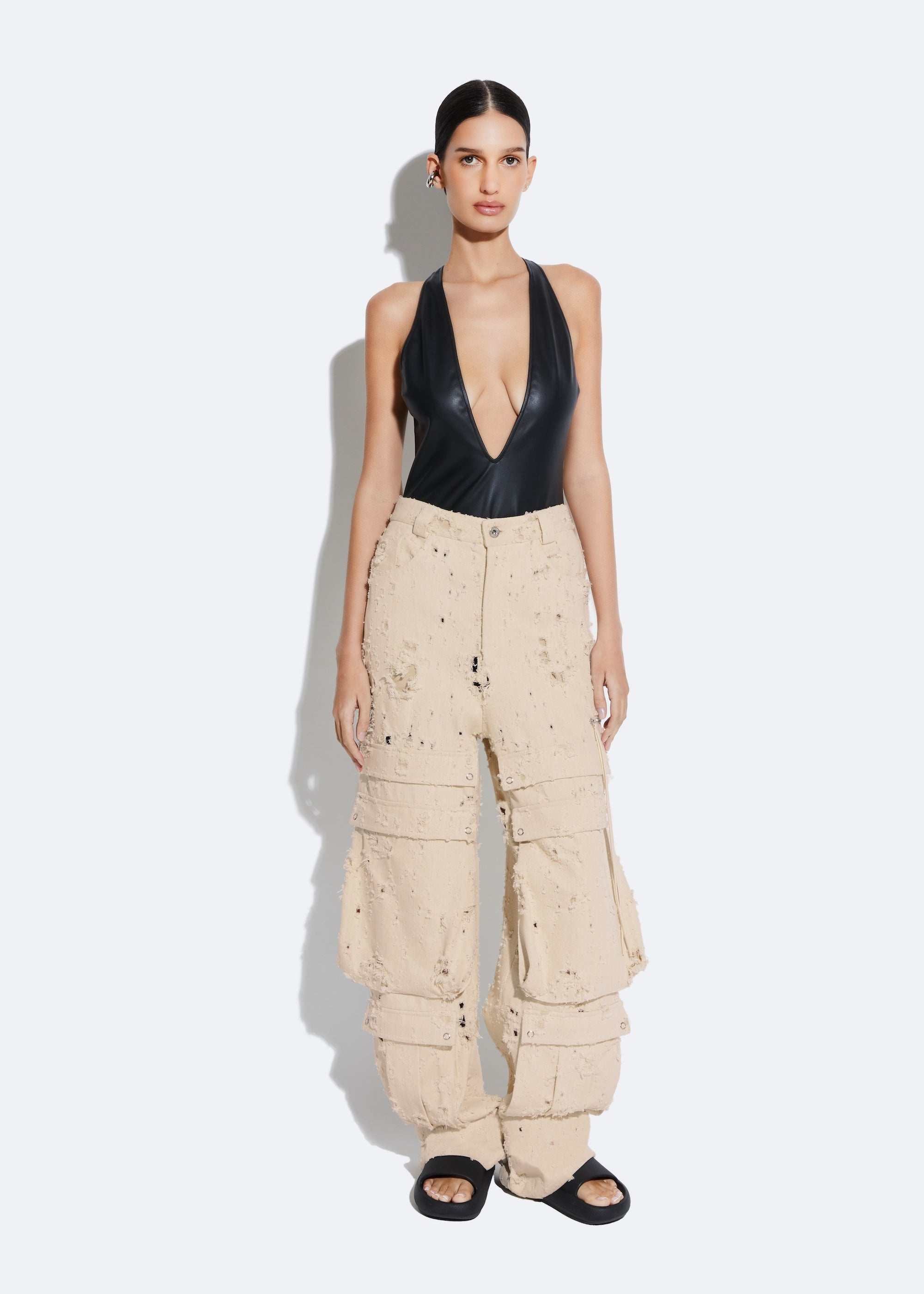 Distressed Denim Ultra Cargo Jean - 2