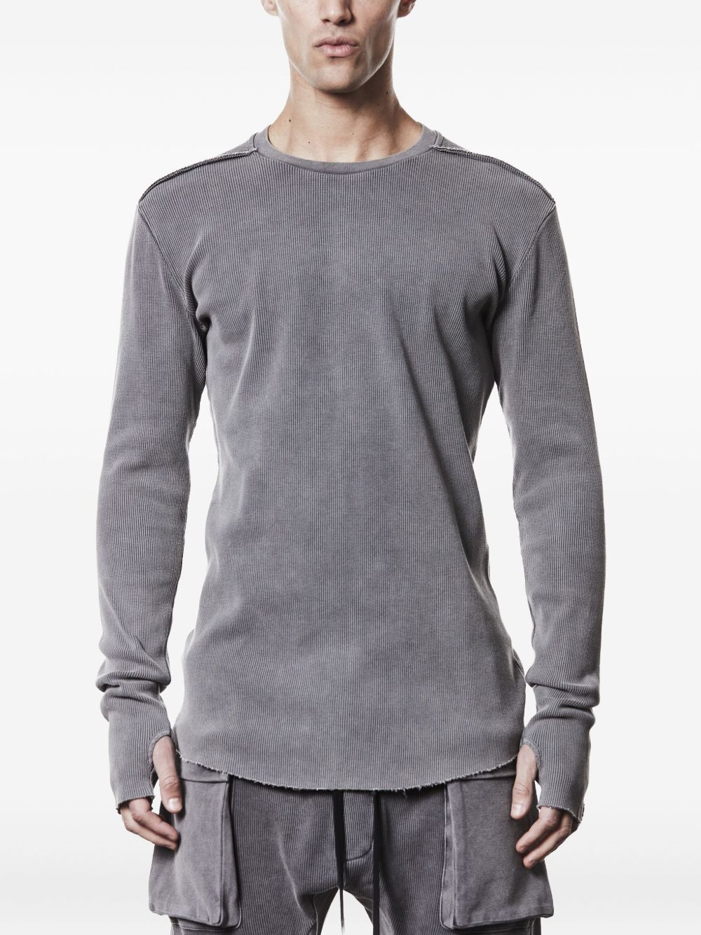 ribbed frayed-edge shirt - 1
