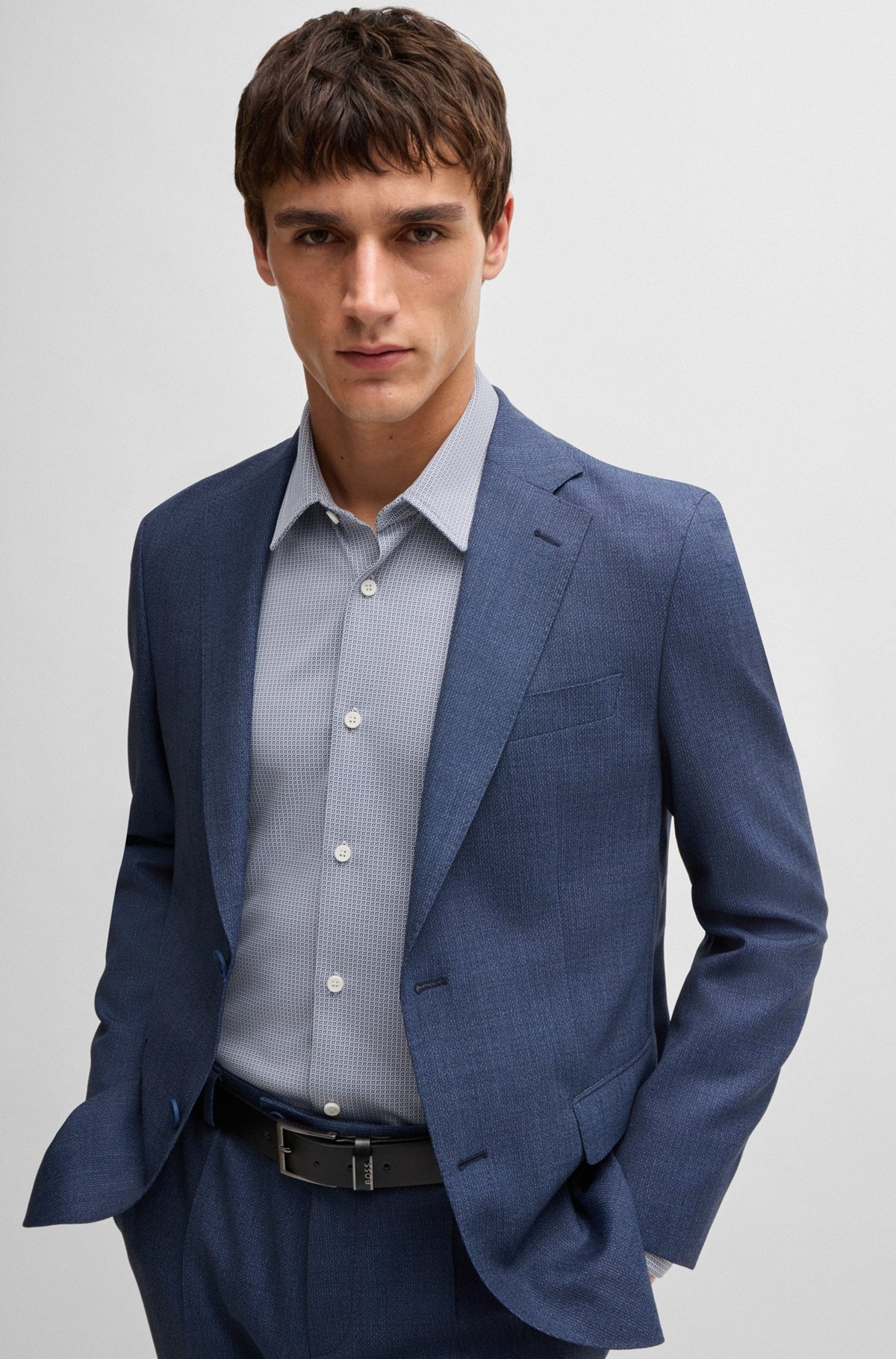 SLIM-FIT SHIRT IN PATTERNED PERFORMANCE FABRIC - 6