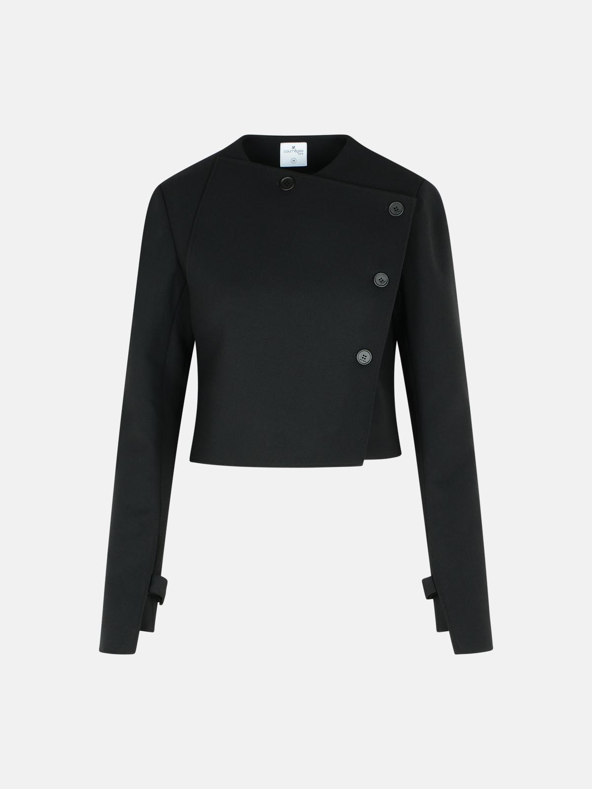 'OBLIQUE' BLACK WOOL BLEND JACKET - 1